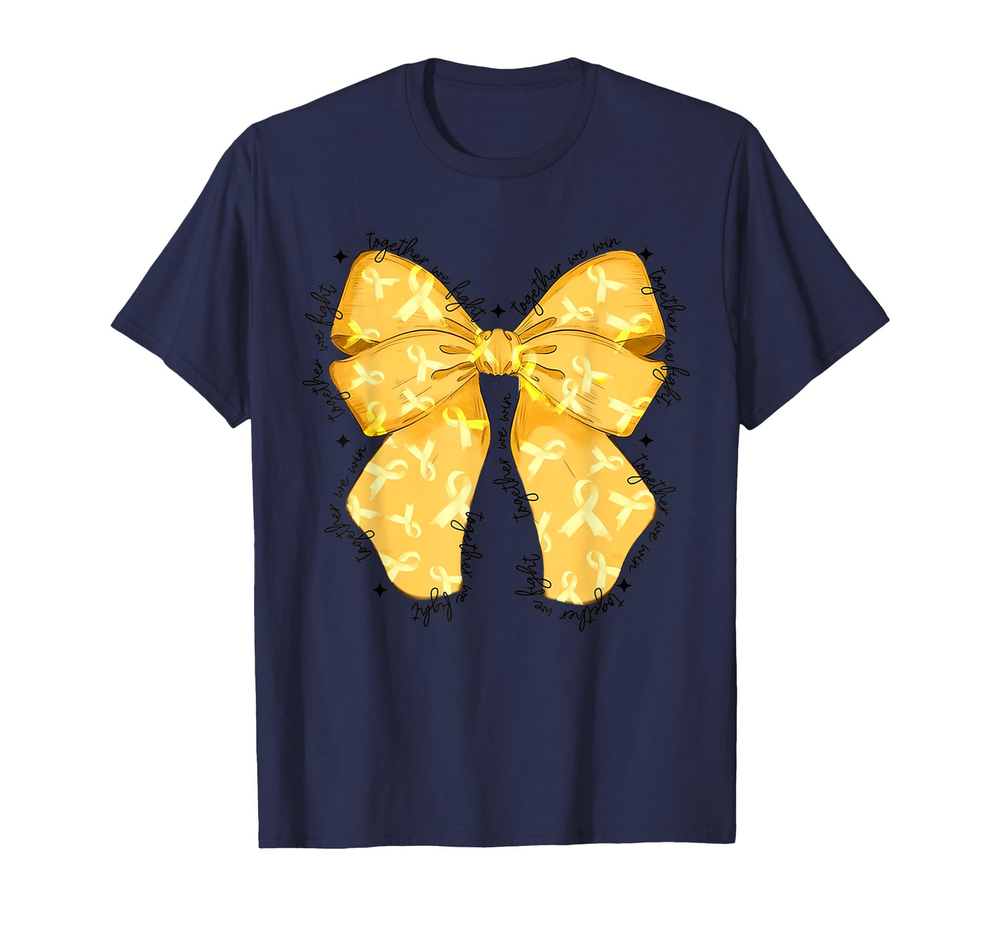 Cute Coquette Bow Together We Fight We Win Childhood Cancer T-Shirt