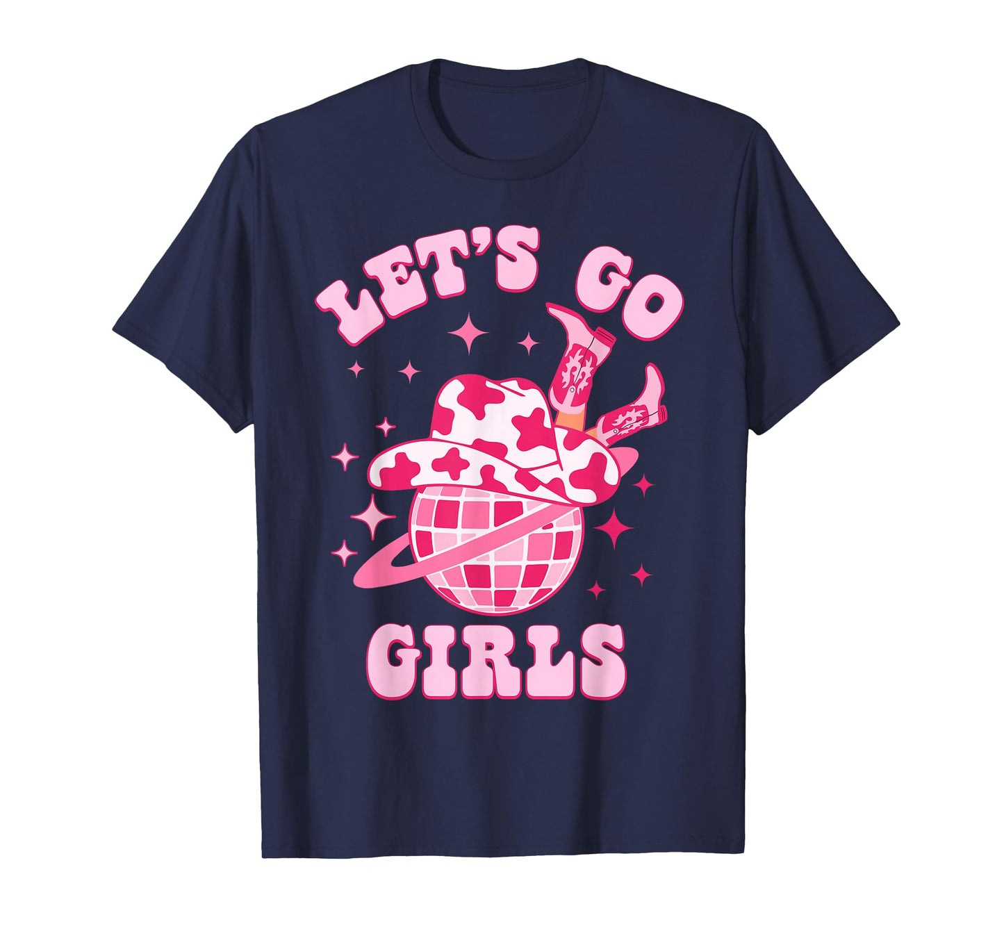 Let's Go Girls Western Cowgirl Groovy Bachelorette Party T-Shirt