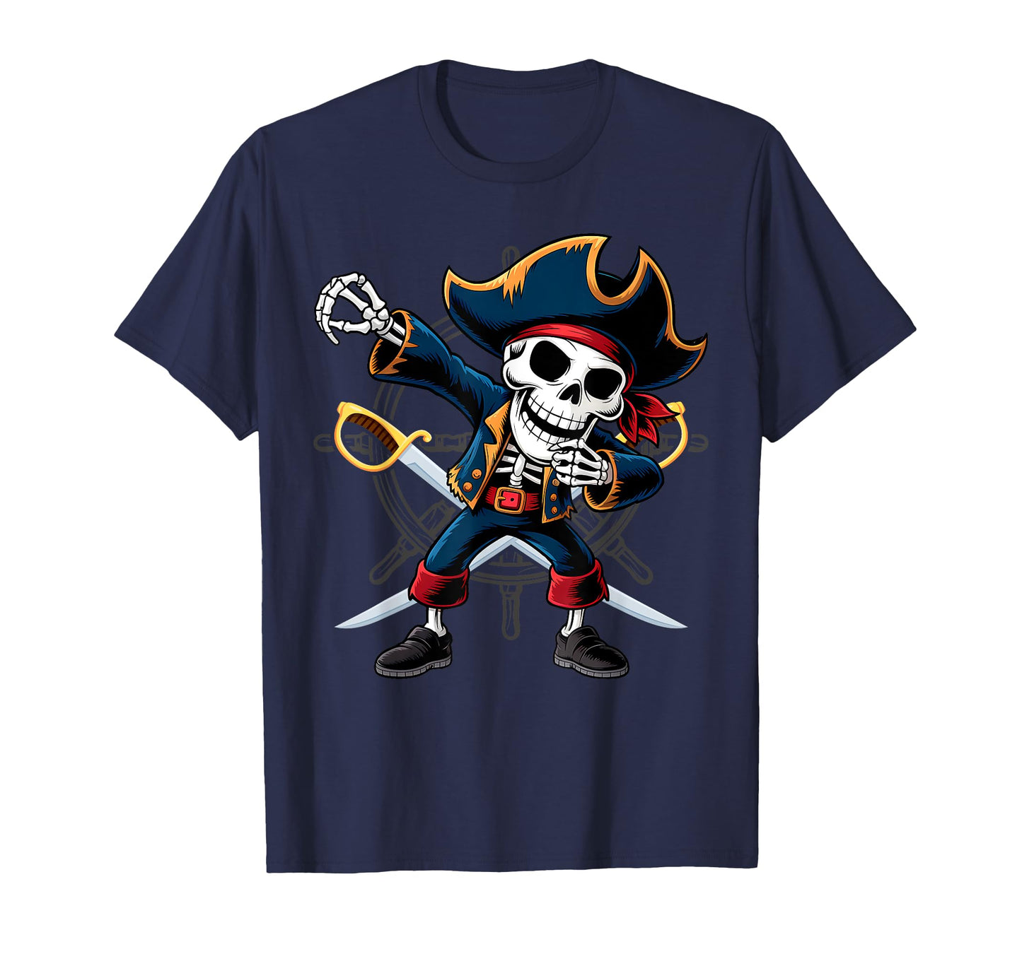 Dabbing Skeleton Pirate Halloween Kids Jolly Roger T-Shirt