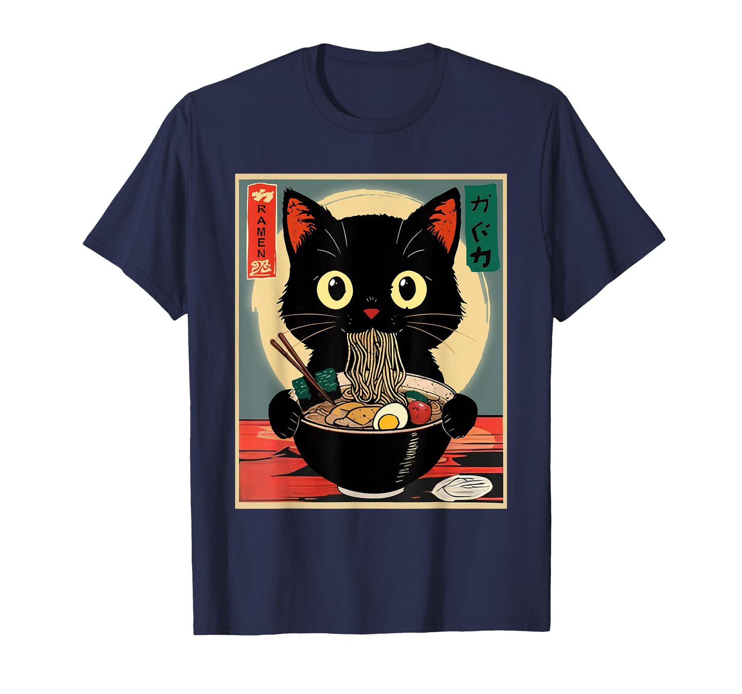 Kawaii Cat Anime Gifts Cat Ramen Graphic Tee Japanese T-Shirt