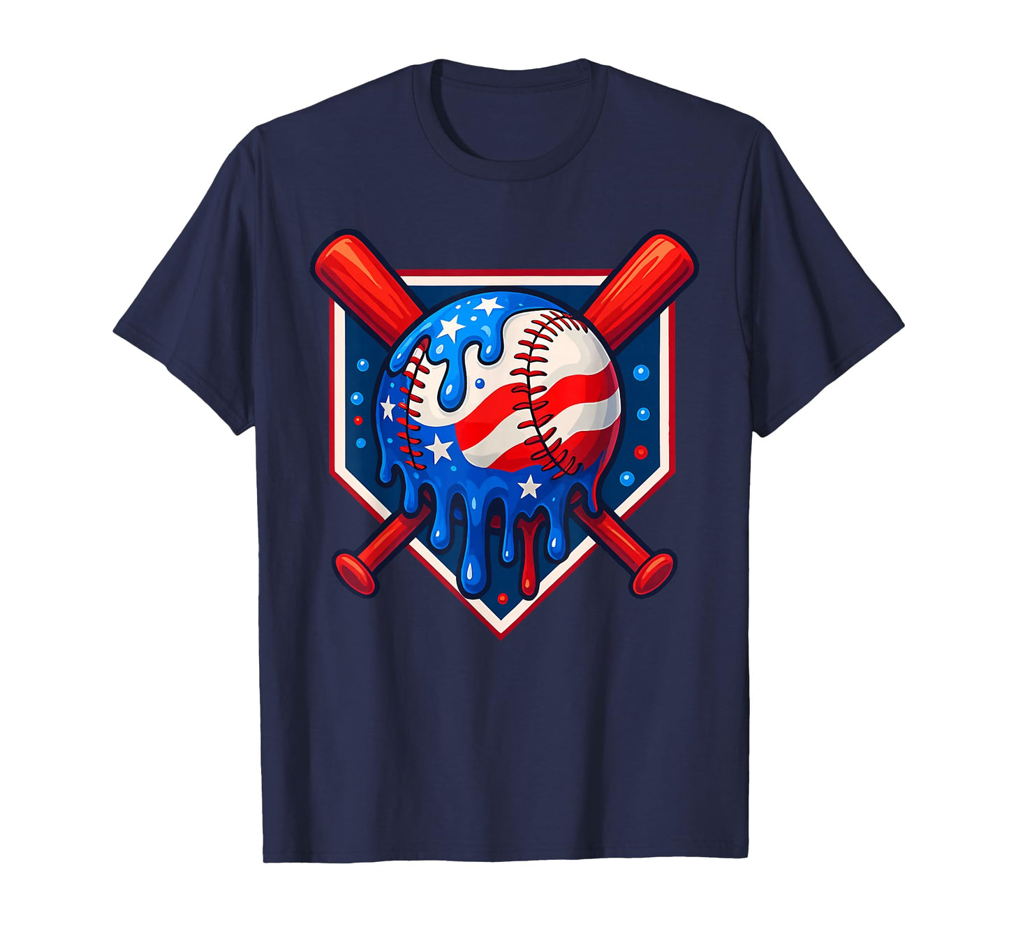 Baseball American Flag Patriotic Red White Blue 4th Of July T-Shirt