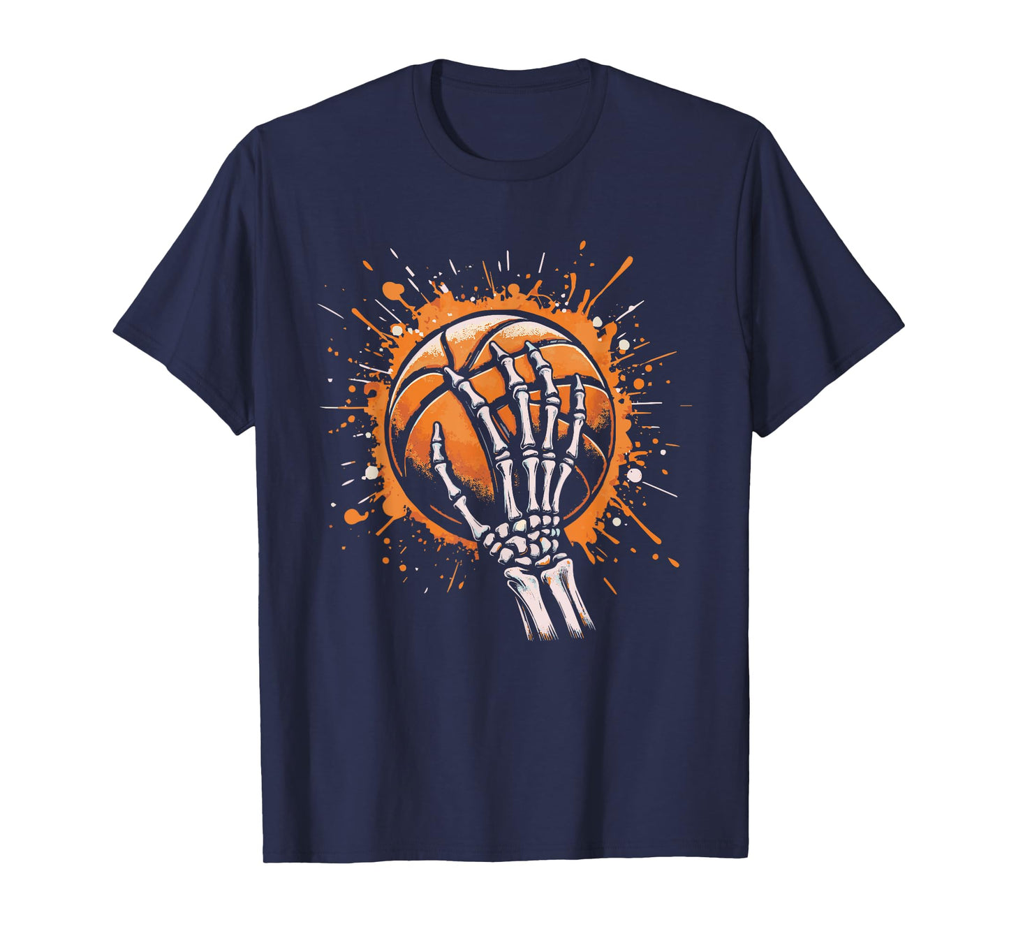 Skeleton Hand Holding Basketball Art T-Shirt