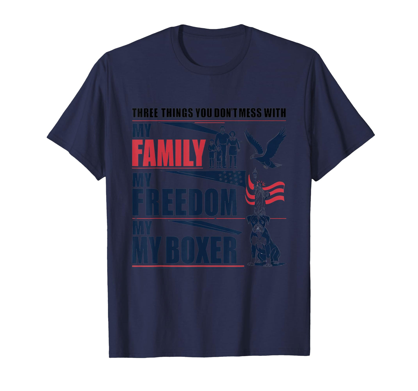 Boxer Dog Lover Freedom Family T-Shirt