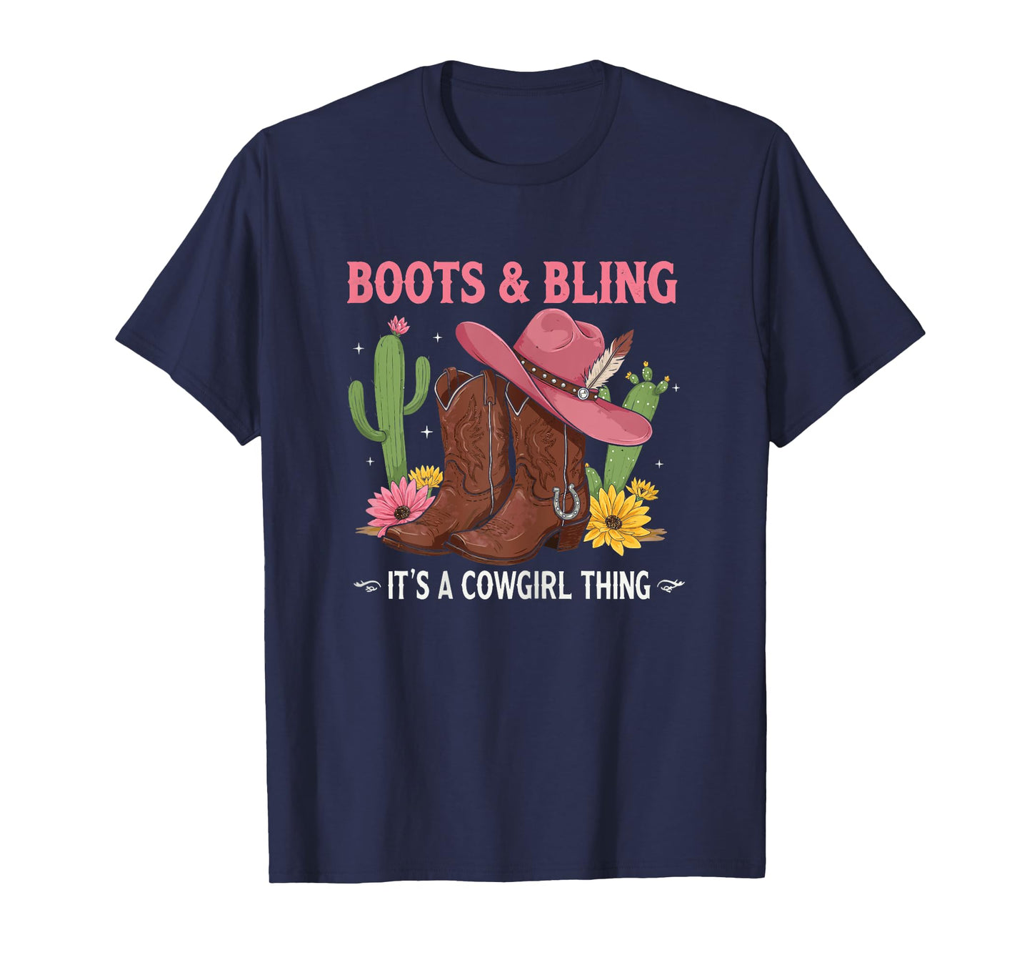 Howdy Country Rodeo Girl Western Boots & Bling its a Cowgirl T-Shirt