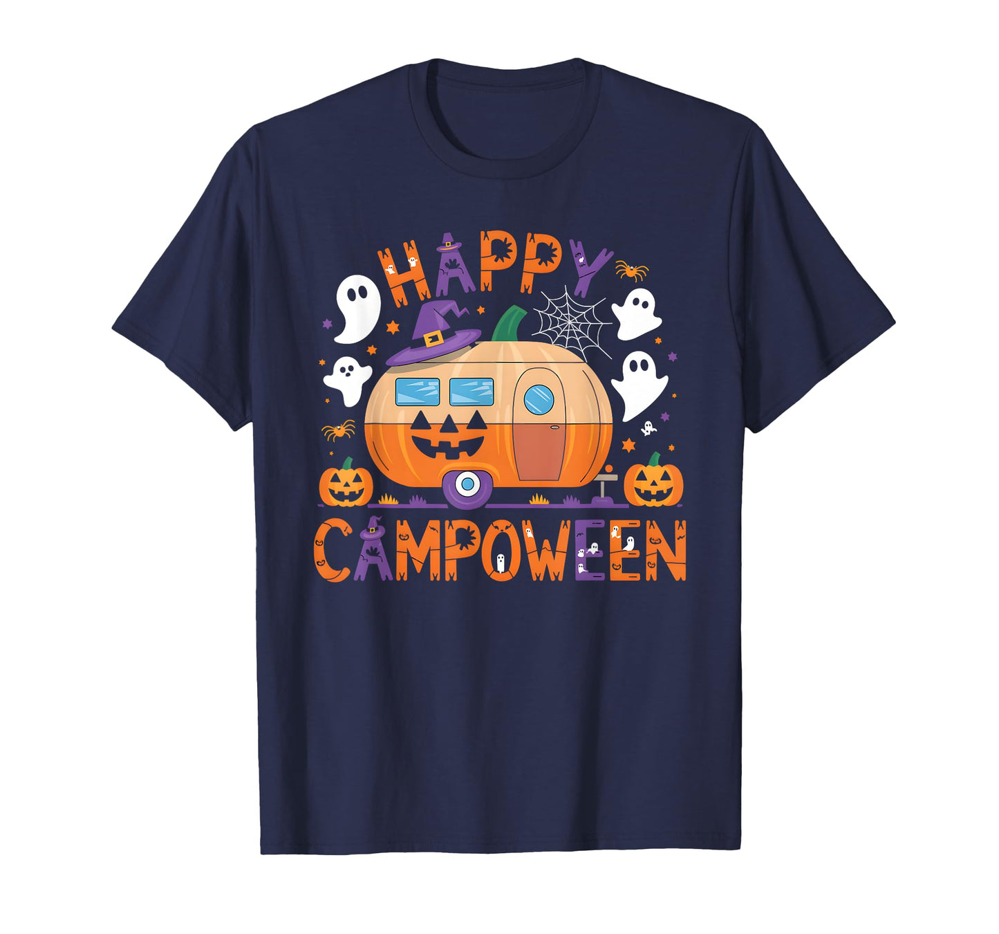 Happy Camp-O-Ween Halloween Camping Ghosts and Campfires T-Shirt