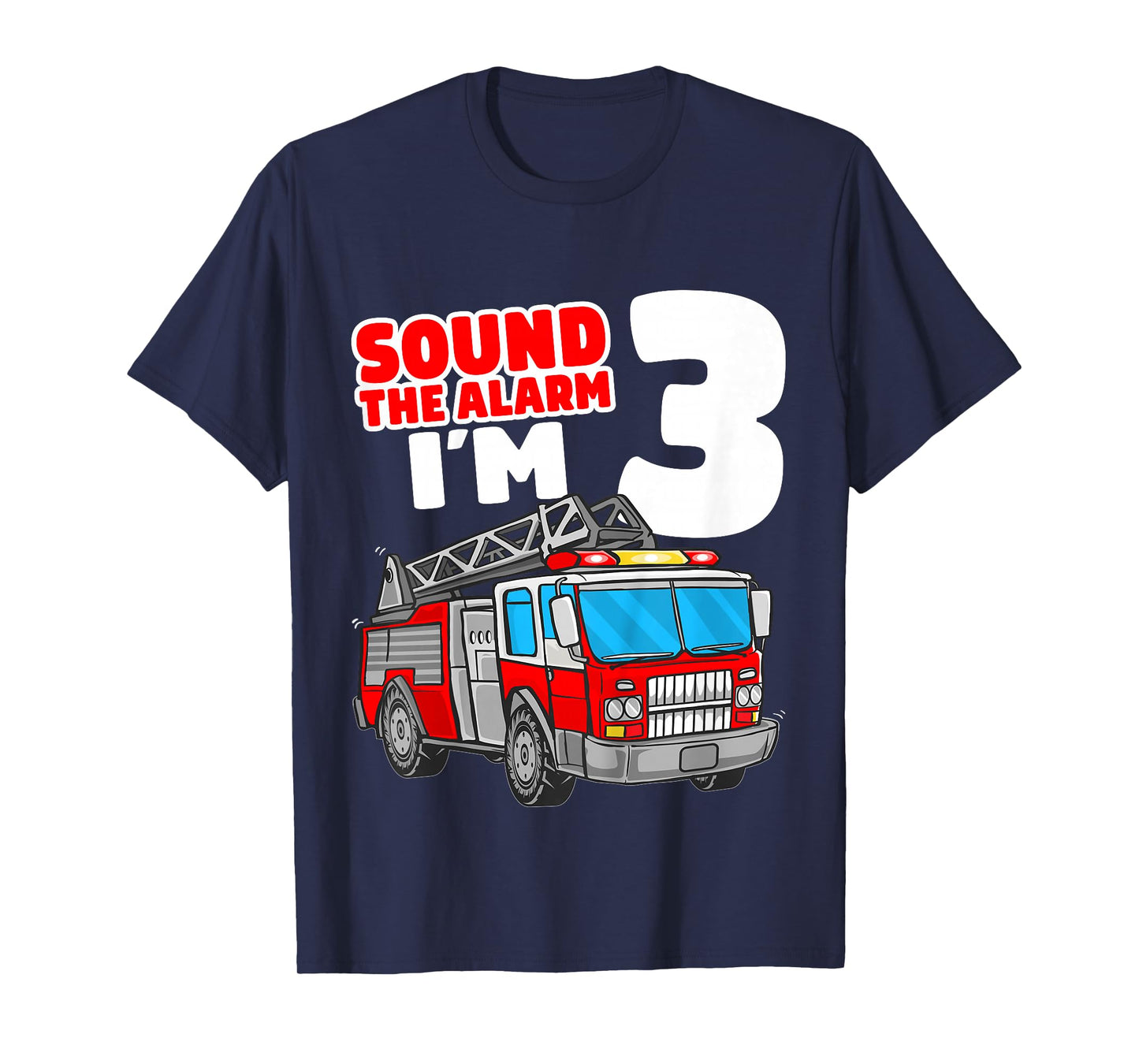 Kids Fire Truck 3 Year Old Firefighter 3rd Birthday Boy Toddler T-Shirt
