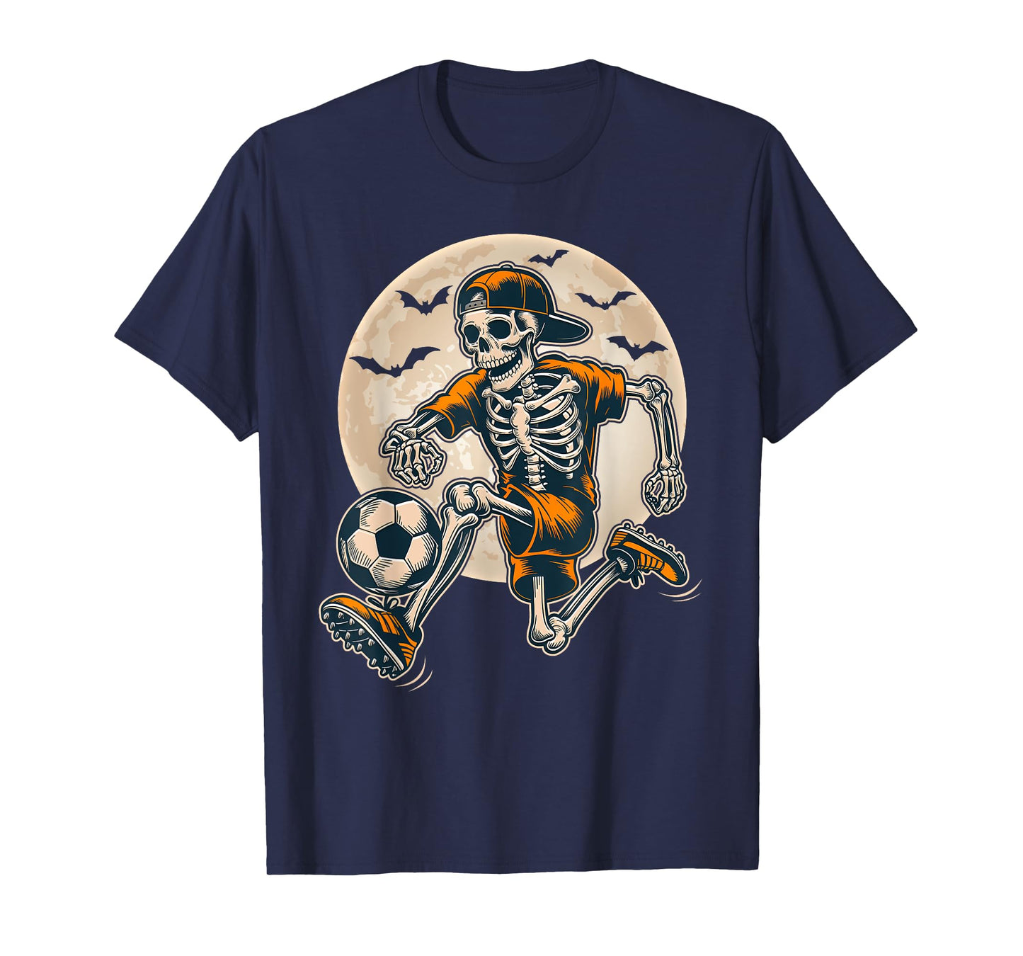 Funny Skeleton Soccer Men Boys Kids Halloween Costume T-Shirt
