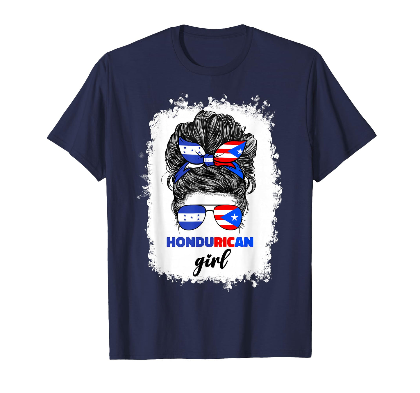 Half Honduran And Puerto Rican Rico Honduras Flag Girl Mix T-Shirt