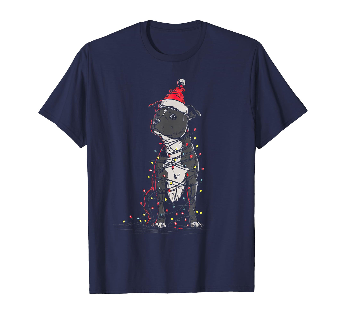Staffordshire Bull Terrier Christmas Graphics Dog Lights T-Shirt