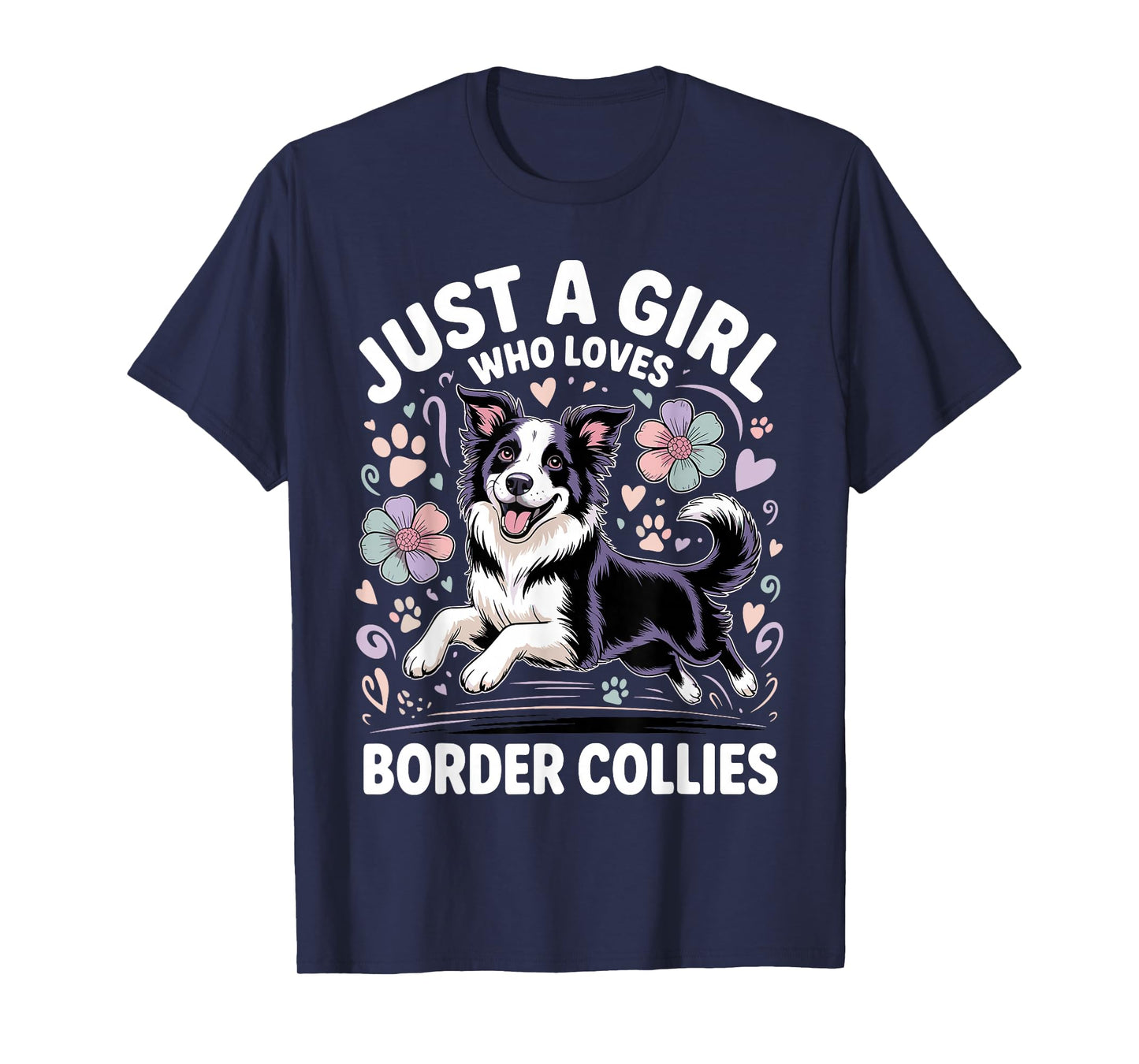 Funny Border Collie Art for Girls Women Kids Border Collie T-Shirt