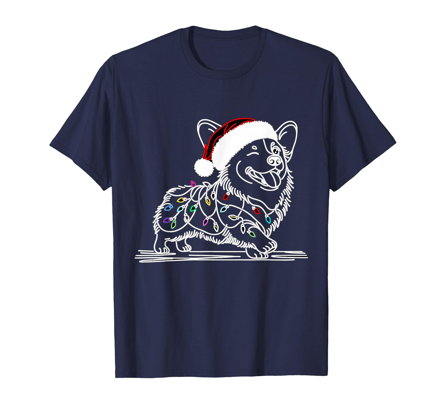 Corgi Santa Christmas Tree Lights, Funny Ugly Pajamas Women T-Shirt