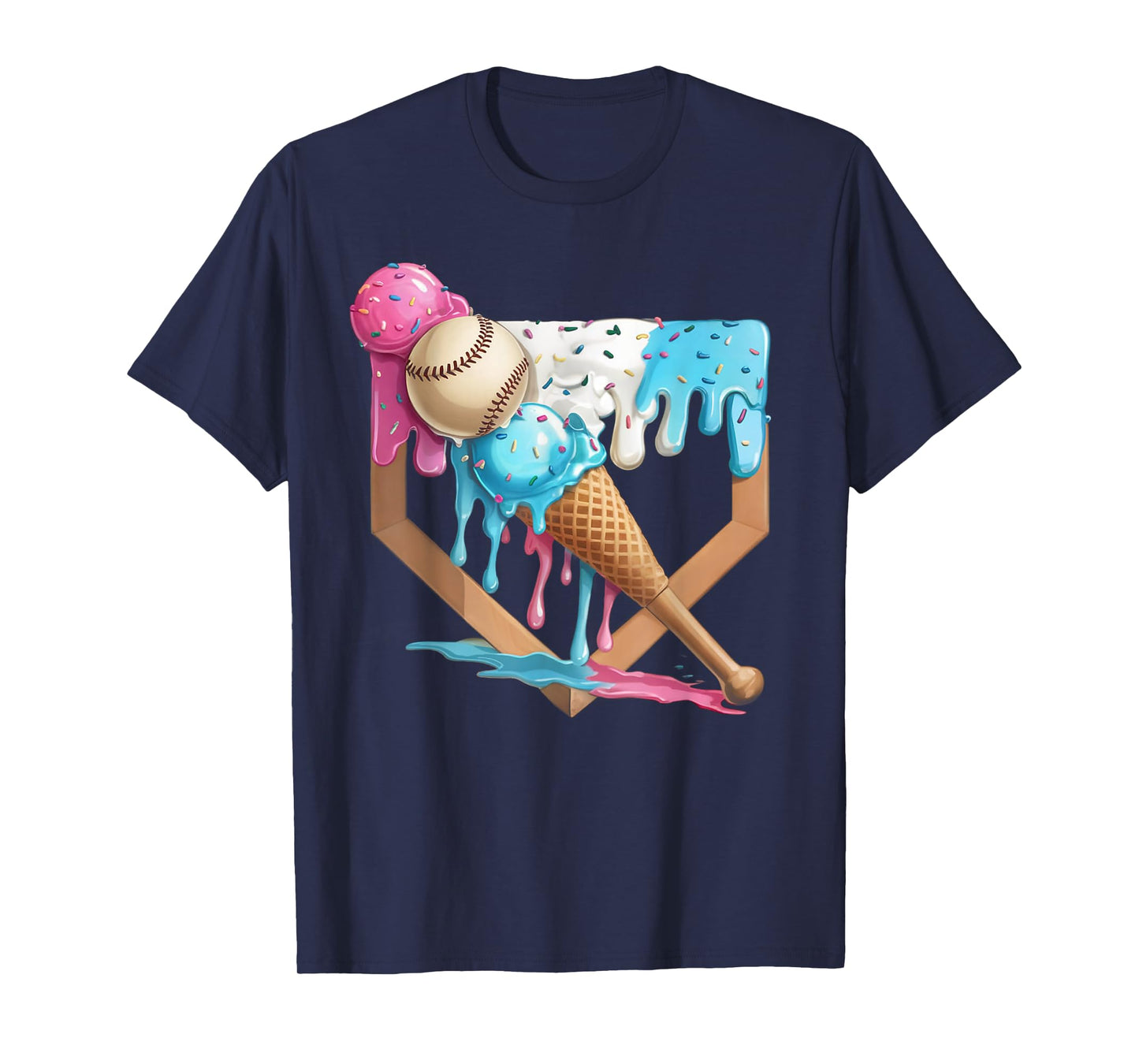 Baseball Drip For Boys Ice Cream Drip Youth Boys Baseball T-Shirt