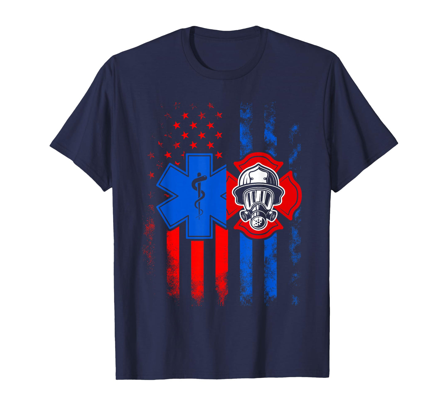 Patriotic Paramedic Firefighter EMT USA Flag EMS T-Shirt