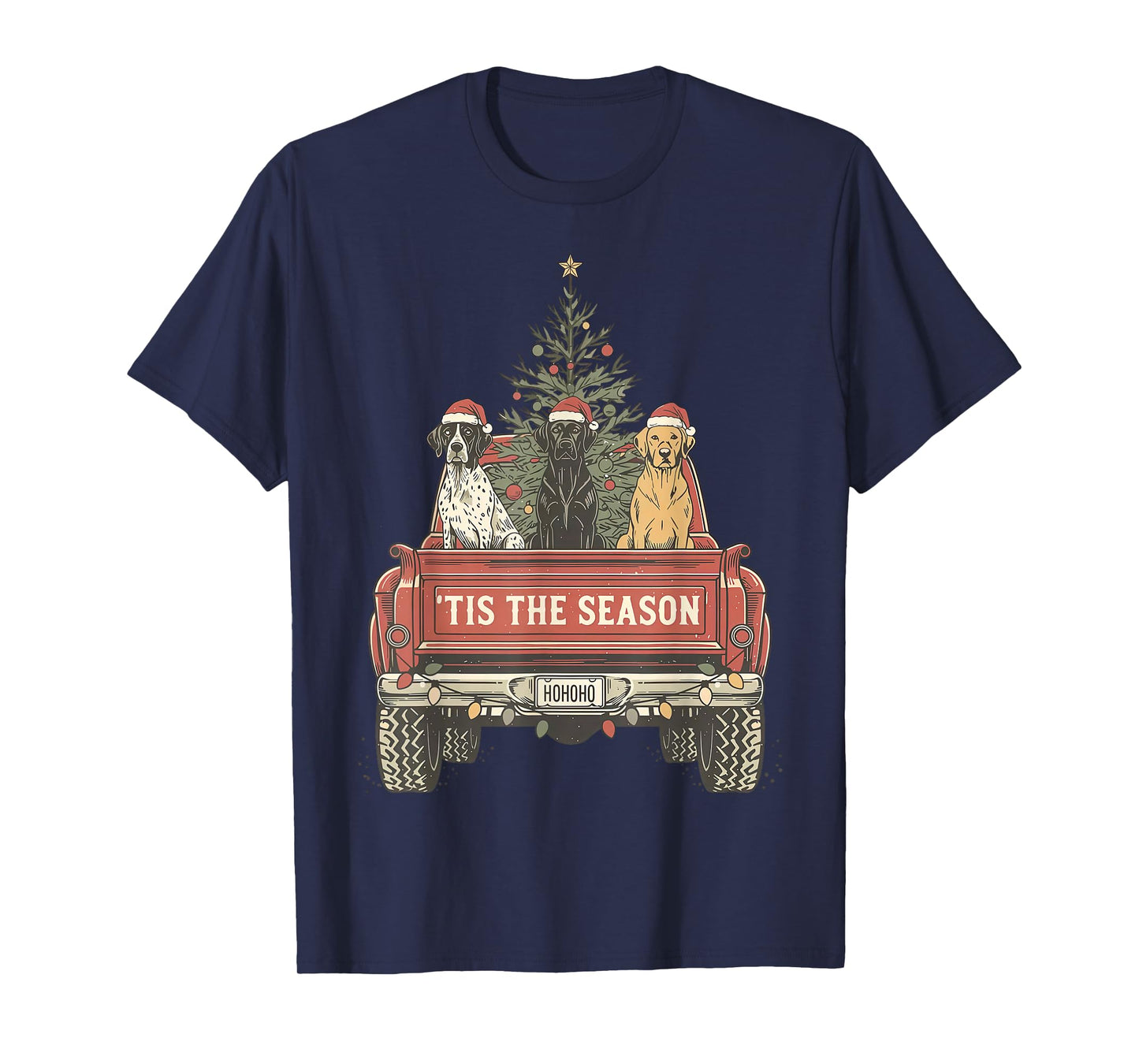 Tis The Season Hunting Dogs Car Truck Christmas Tree Holiday T-Shirt