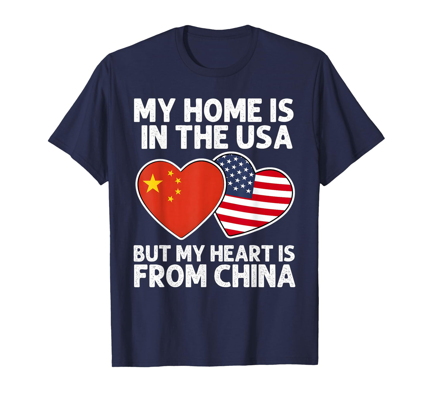 My Home USA My Heart China Chinese American Pride Flag T-Shirt