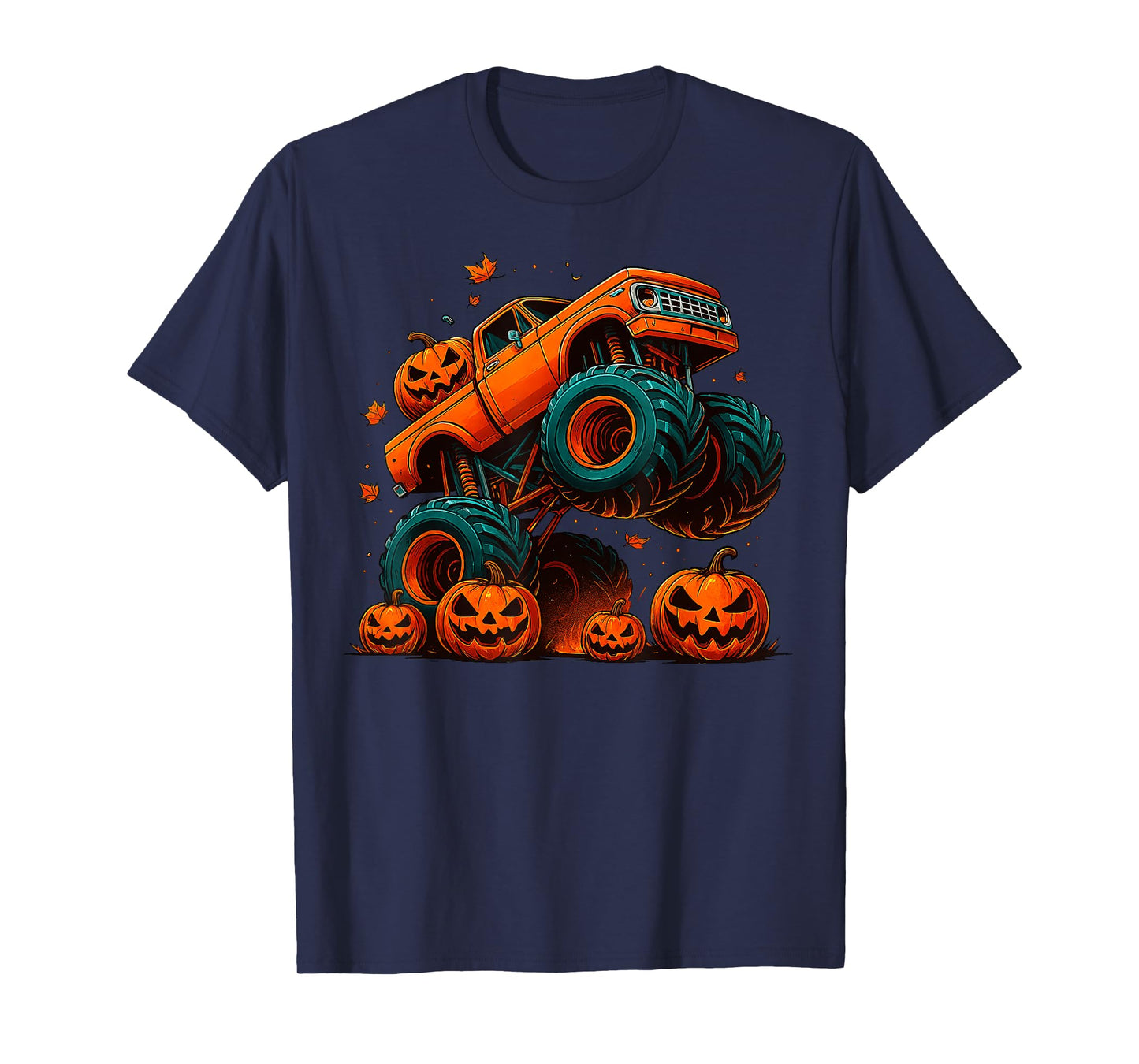 Monster Truck Halloween Jack O Lantern Pumpkin Men Boy Kid T-Shirt