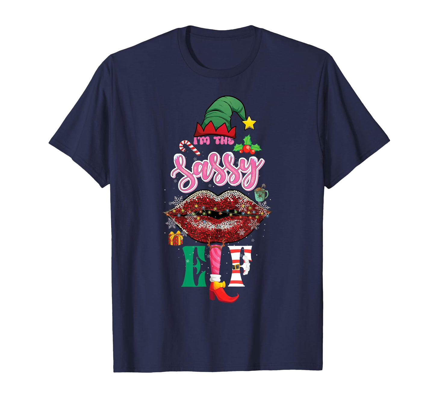 Funny Christmas Clothing I'm The Sassy Elf Sweet Lips Xmas T-Shirt