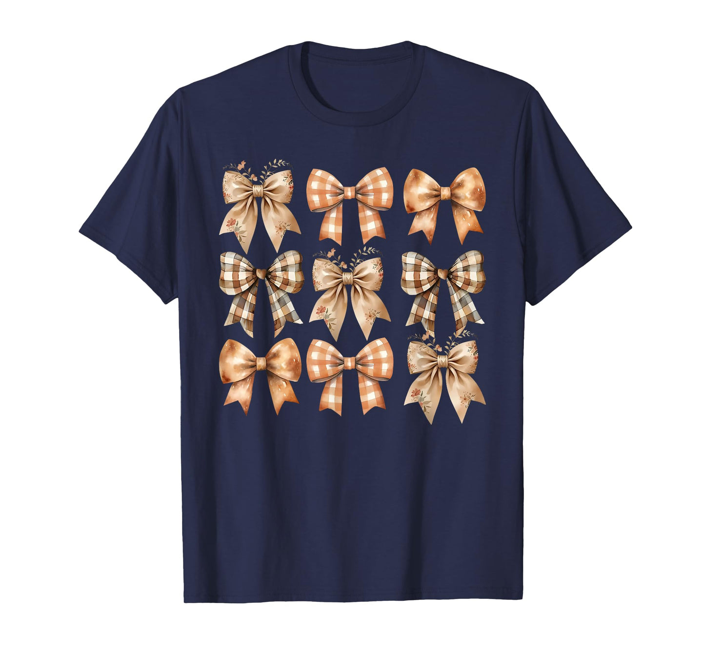 Coquette Bow Pumpkin Autumn Fall Y'all Leaves Thanksgiving T-Shirt