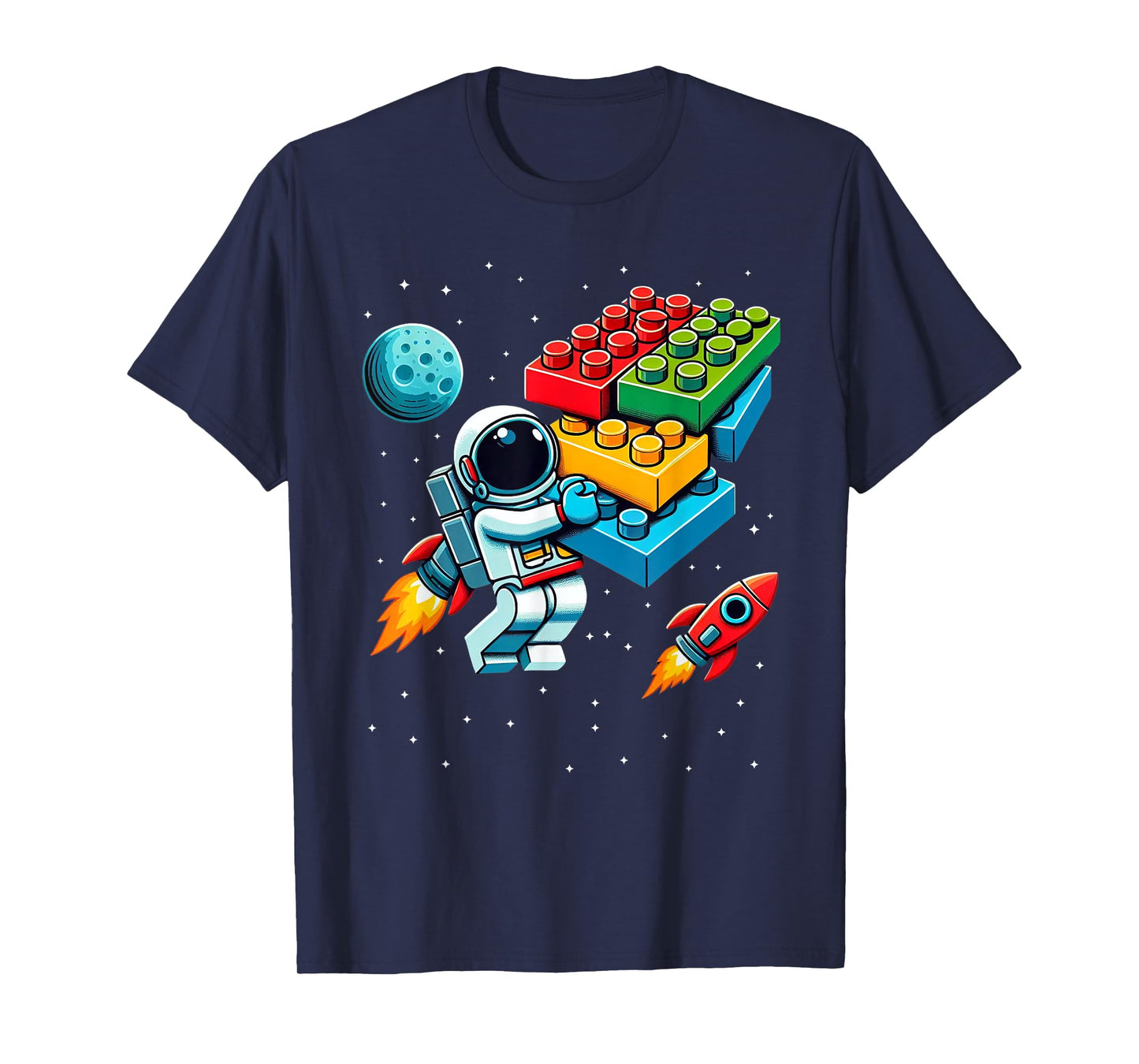 Master Builder Space Astronaut Building Blocks Bricks Boys T-Shirt