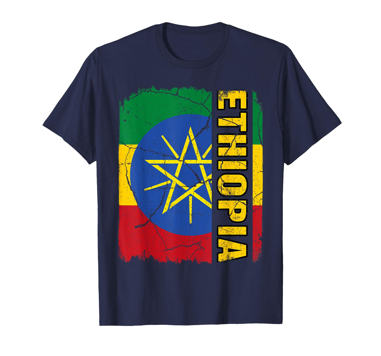 Vintage Ethiopian Flag Ethiopia Pride Roots Heritage Gift T-Shirt