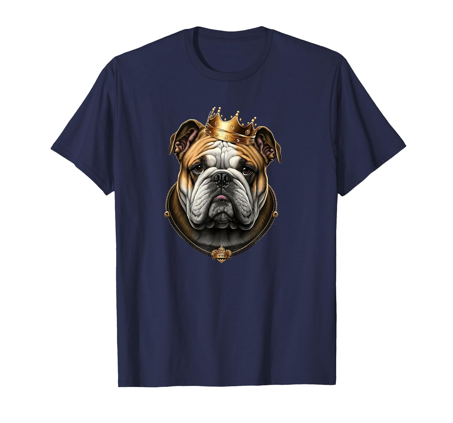 Funny Bulldog Dog With Golden Crown Men Women Girls Kids T-Shirt