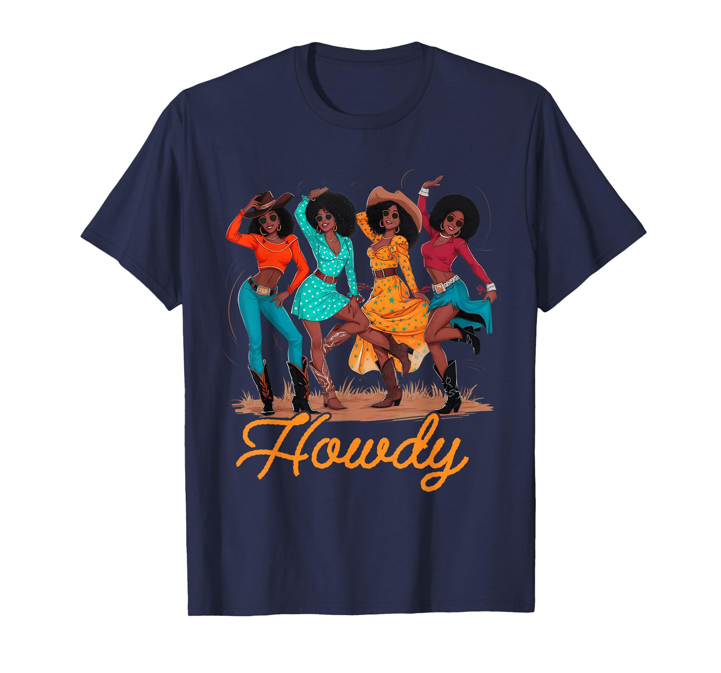 Black Cowgirls Line Dance Western Rodeo Country Music Texas T-Shirt