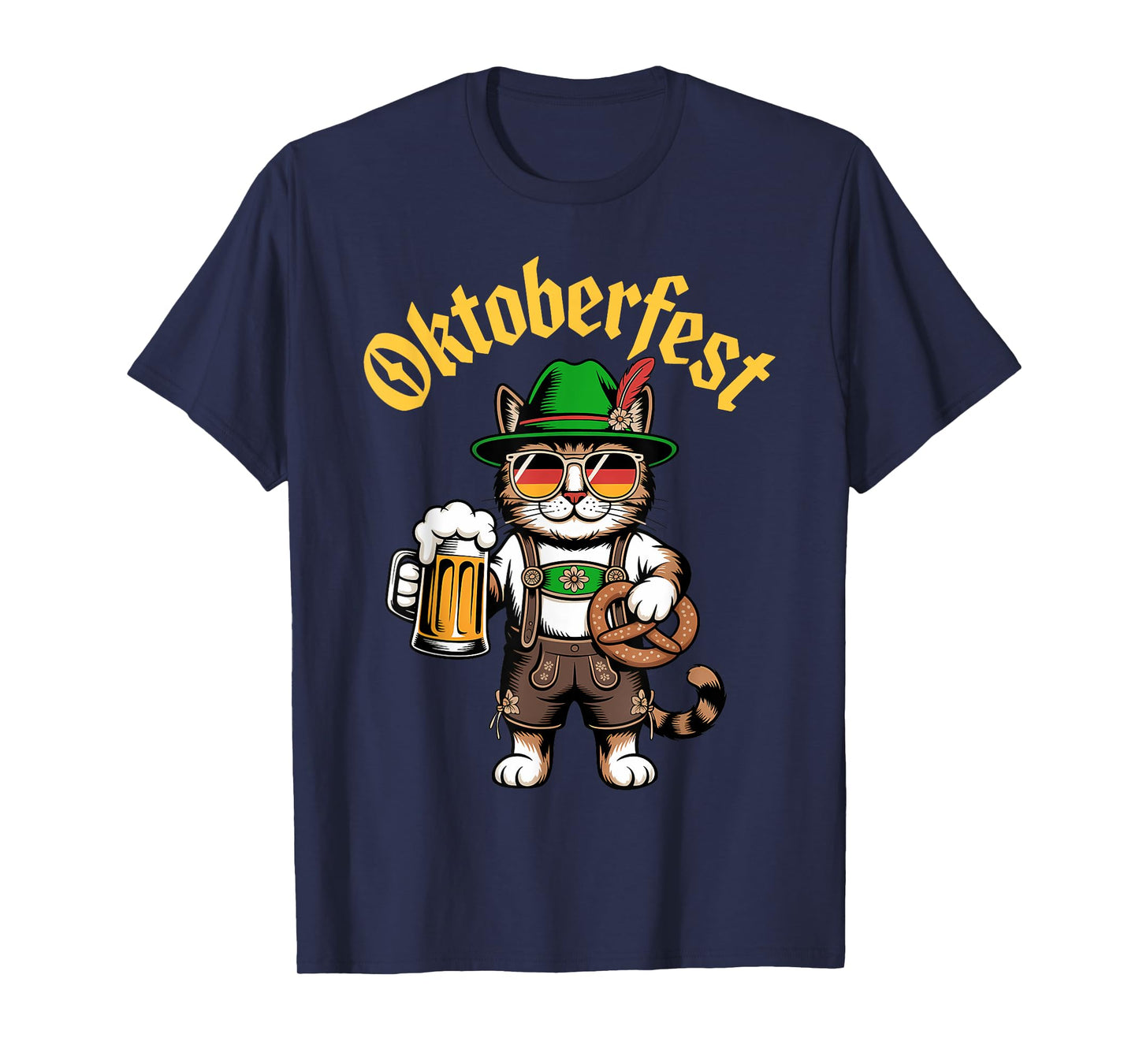 Funny Oktoberfest Cute Cat Pretzel Beer Funny Party Adults T-Shirt