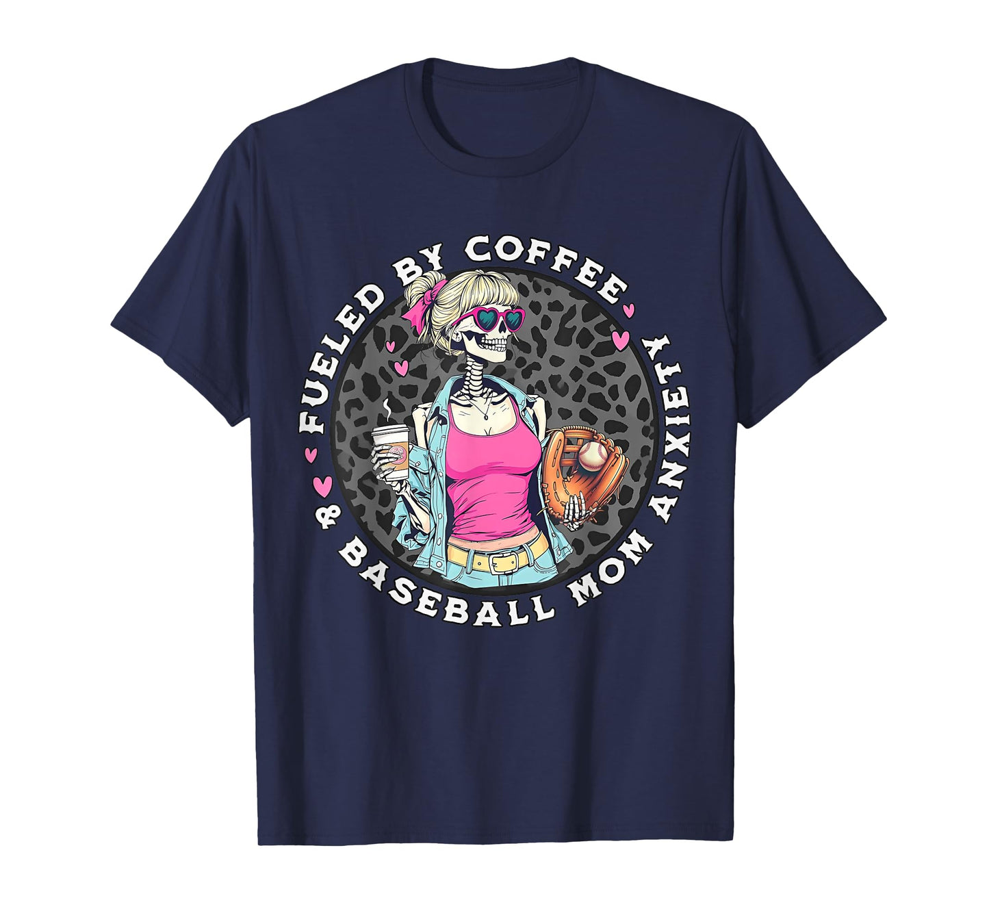 Fueled by Iced Coffee and Baseball Mom Anxiety Coffee Lover T-Shirt