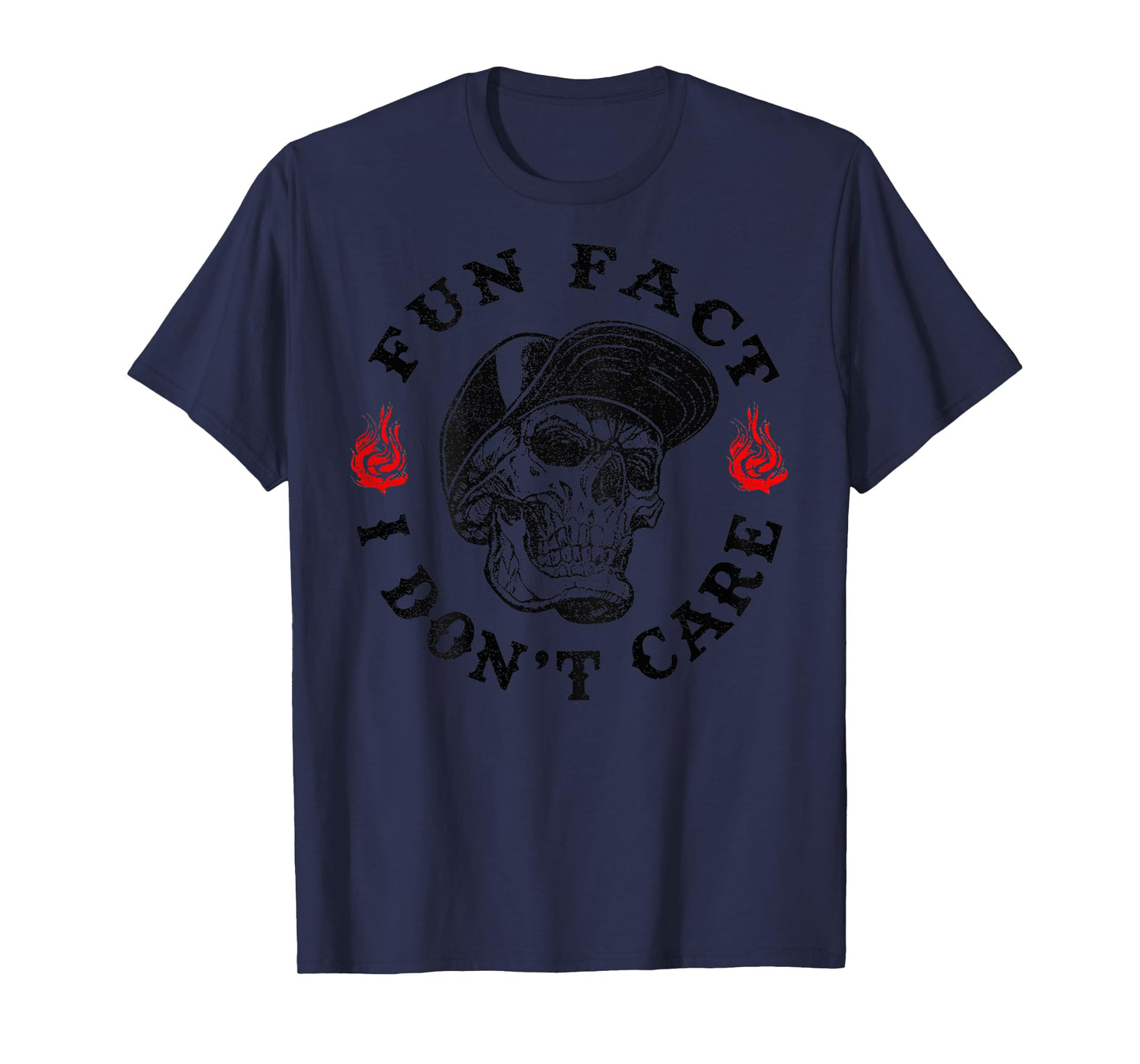Fun Fact I Don't Care Funny Skeleton Sarcastic (ON BACK) T-Shirt