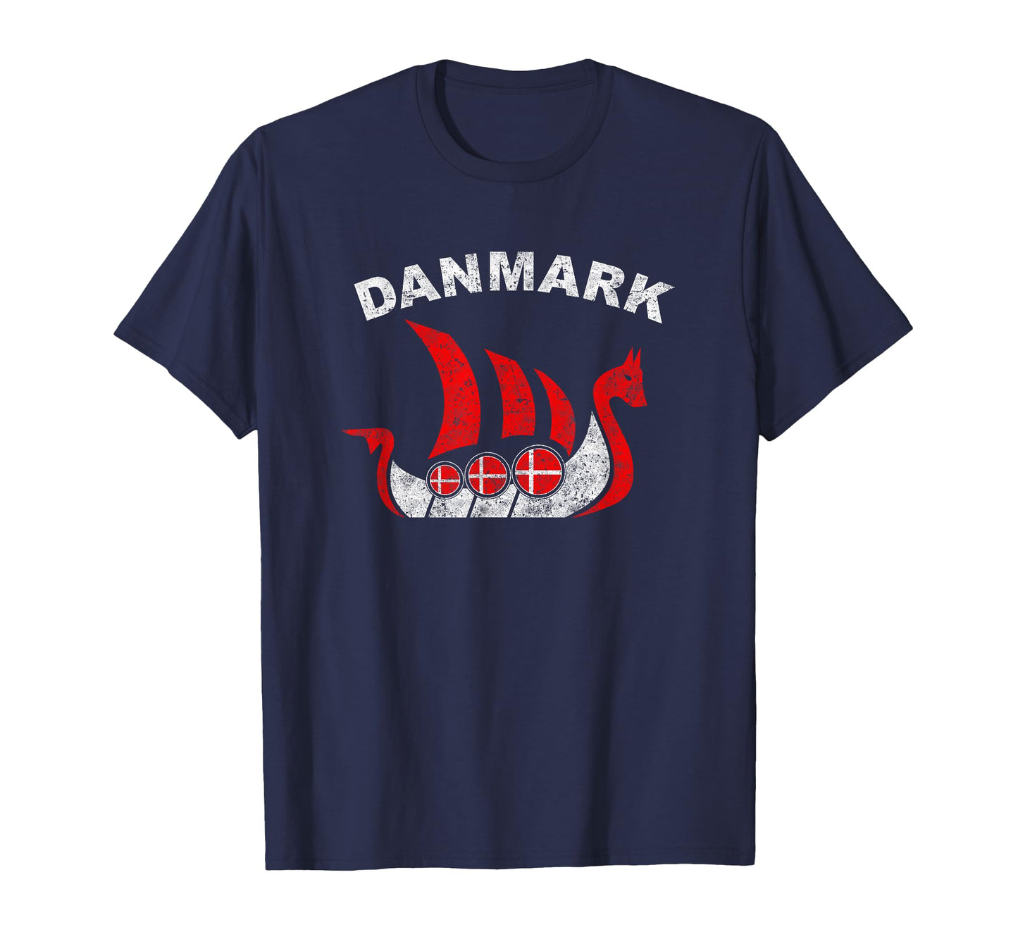 Danmark Viking Ship T Shirt Denmark Flag colors T-Shirt