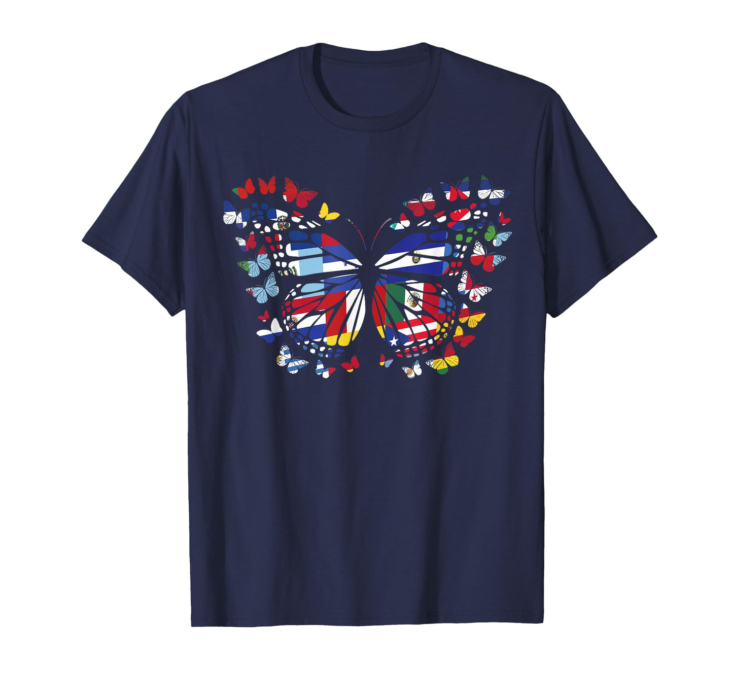 butterfly Hispanic Heritage Month Hispanic Flag T-Shirt