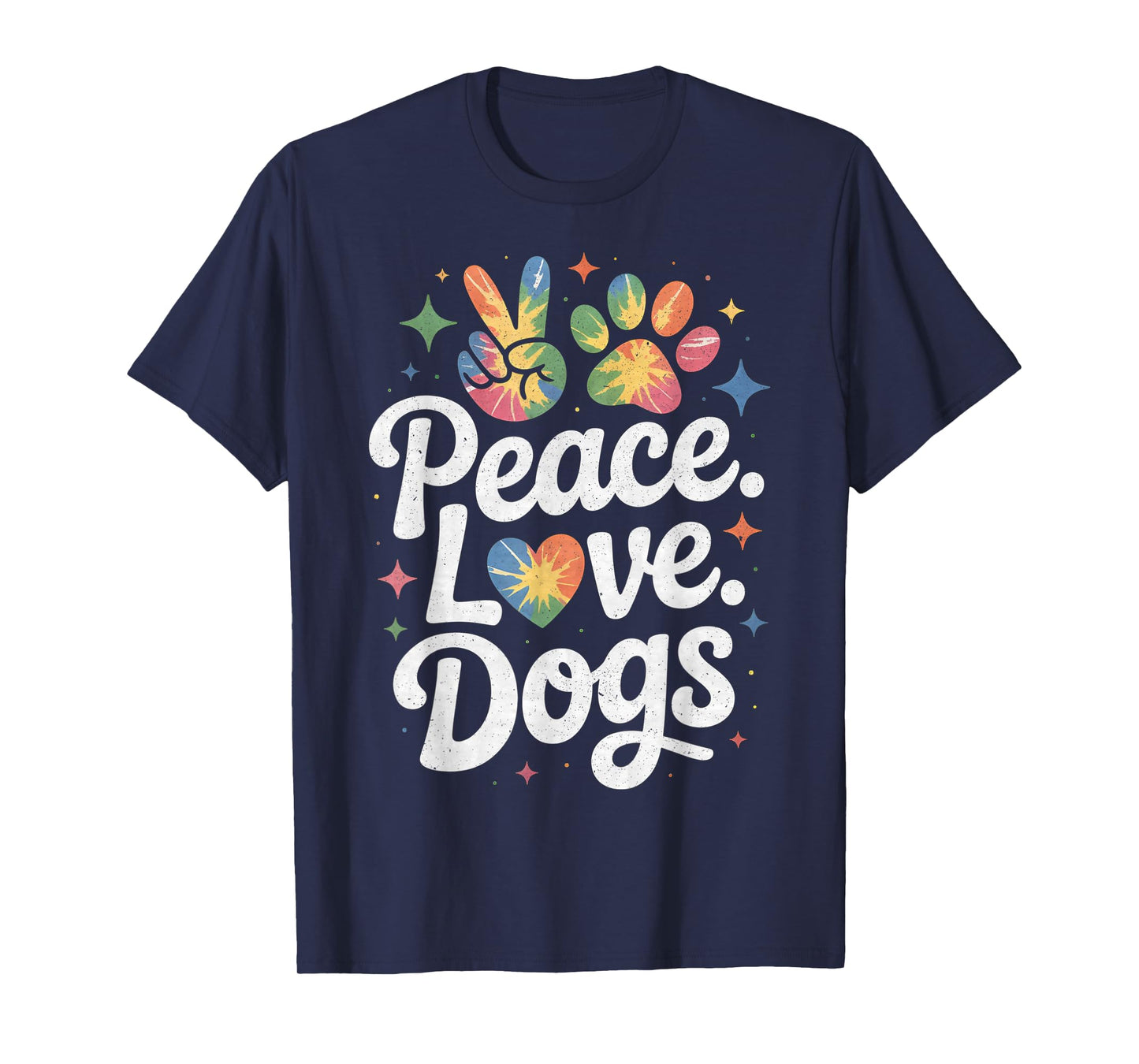 Peace Love Dogs Tie Dye Dog Lover Rescue Puppy T-Shirt