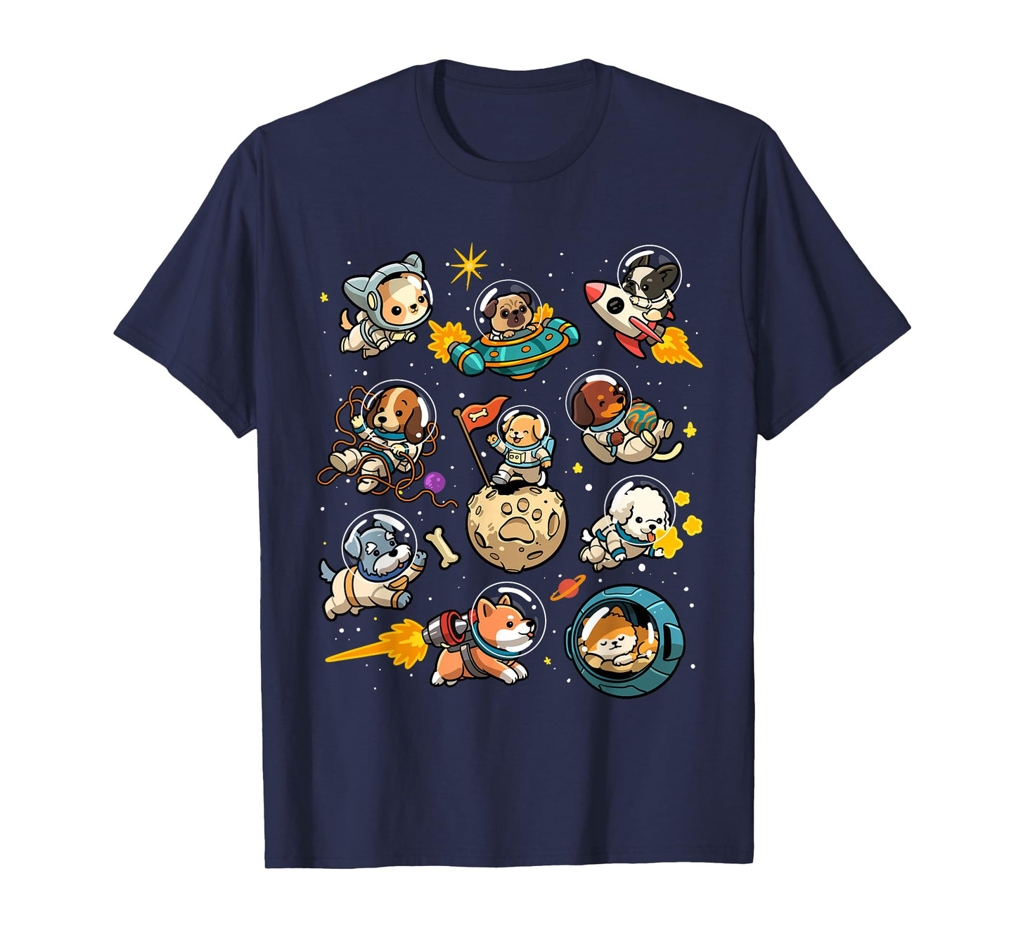 Space Dogs Cute Astronaut Dogs in Space Galaxy Animal Planet T-Shirt