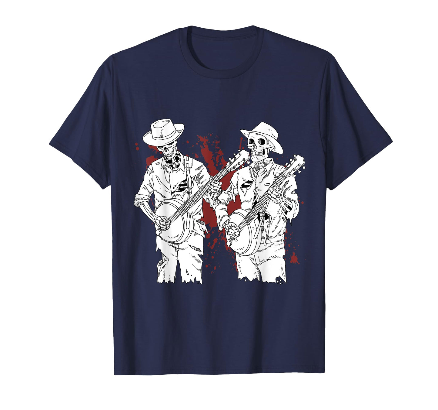 Banjo Tshirt For Men Scary Banjo Gifts Skeleton Bluegrass T-Shirt