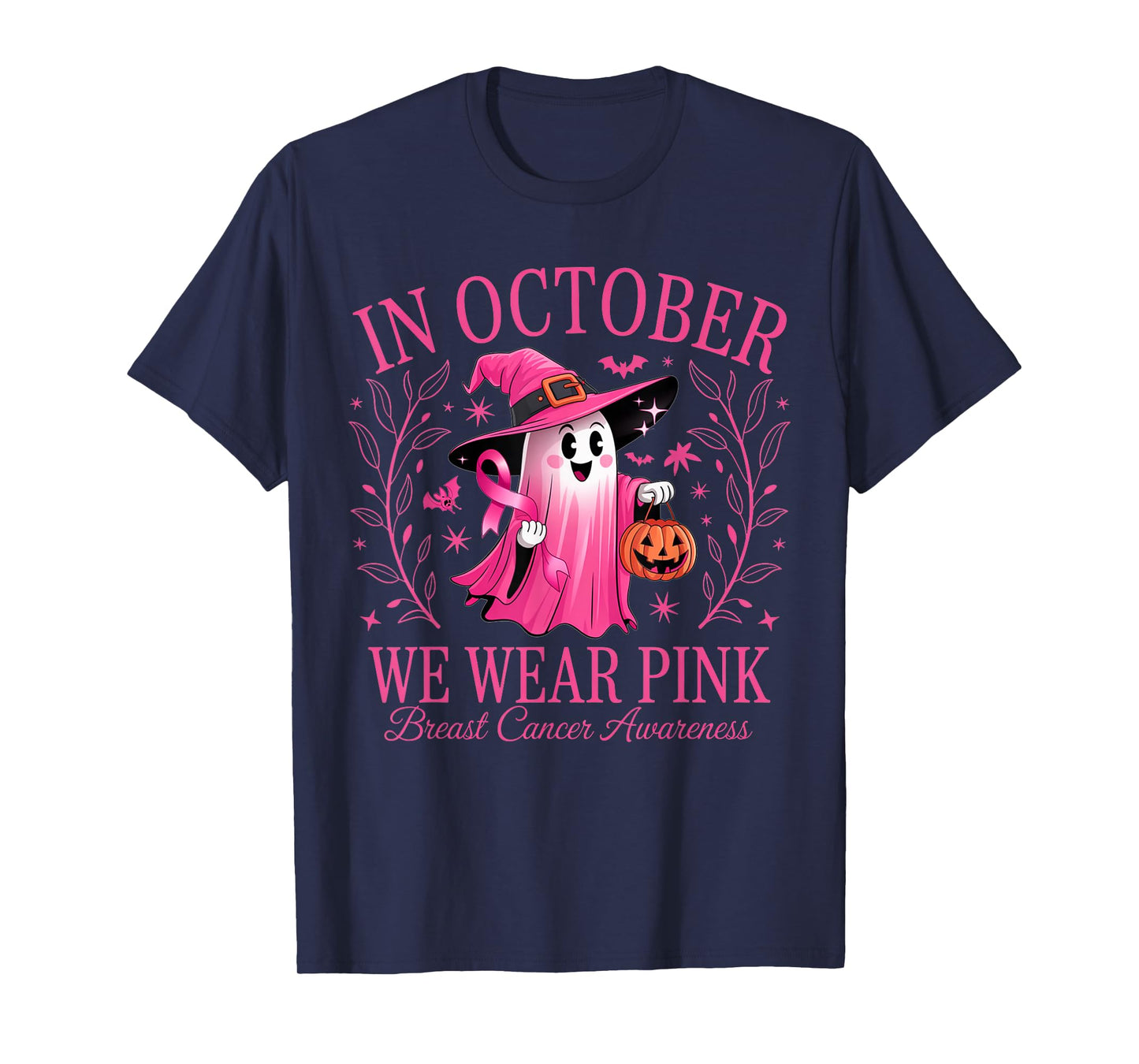 In October We Wear Pink Breast Cancer Awareness Halloween T-Shirt