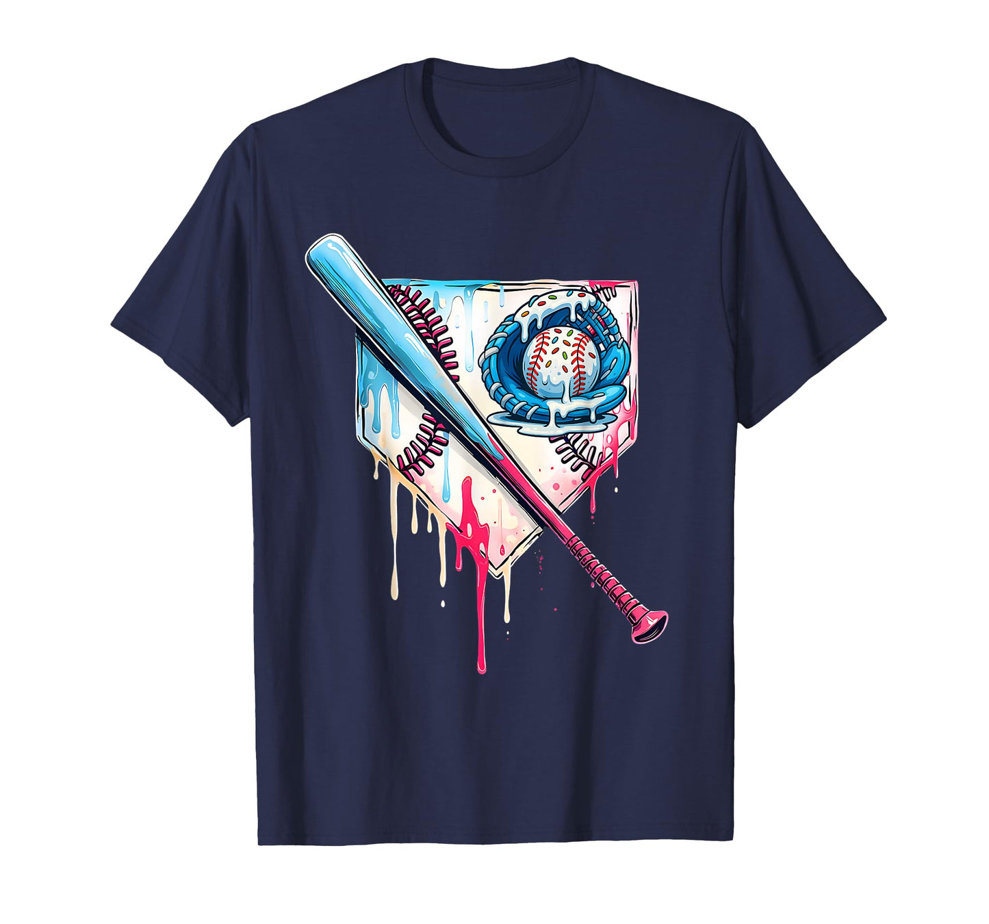 Baseball Home Plate Dripping Ice Cream Drip Youth Boys T-Shirt