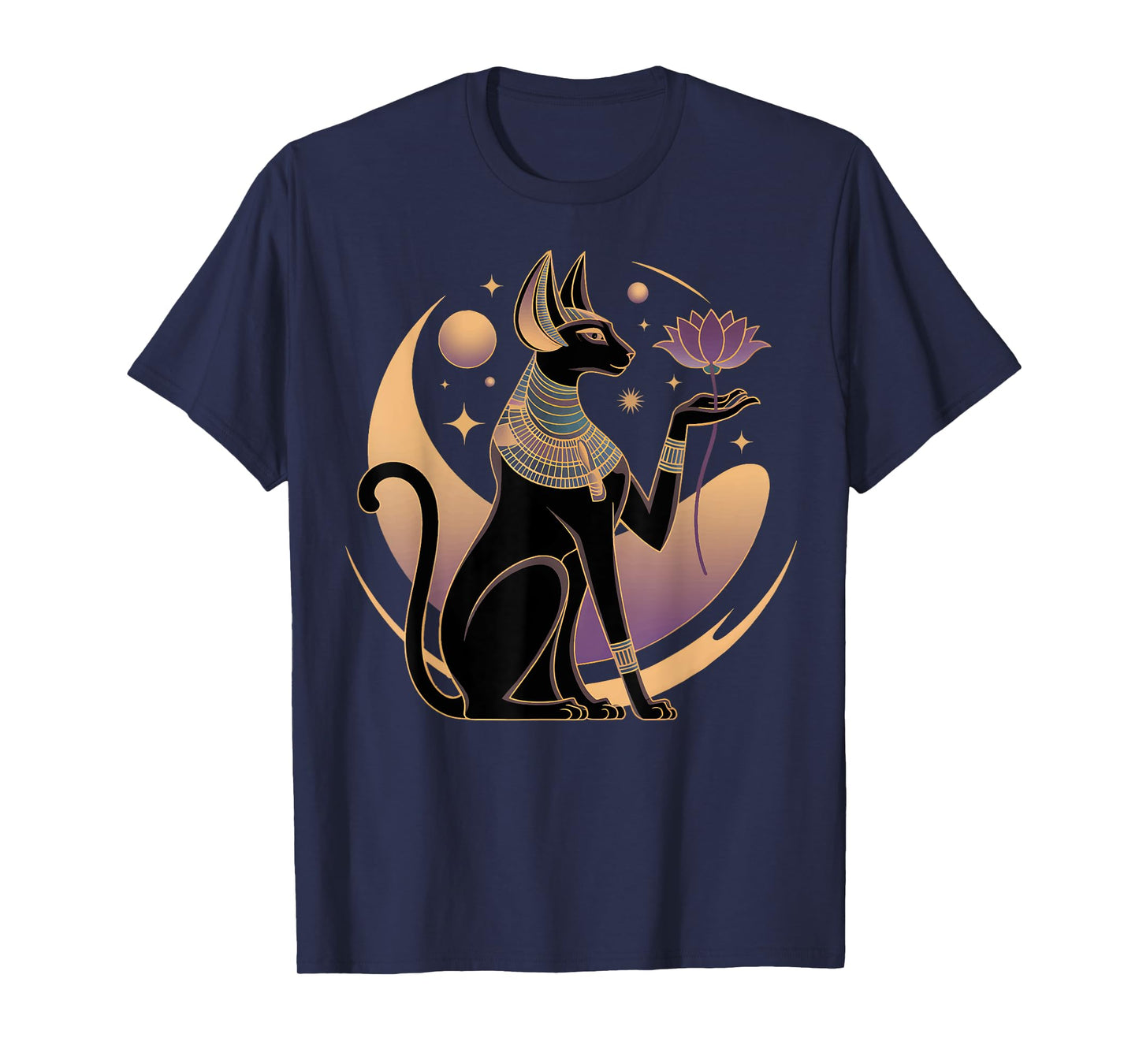 Bastet Cat Lotus Flower Egypt Feminine Magic Feline Power T-Shirt