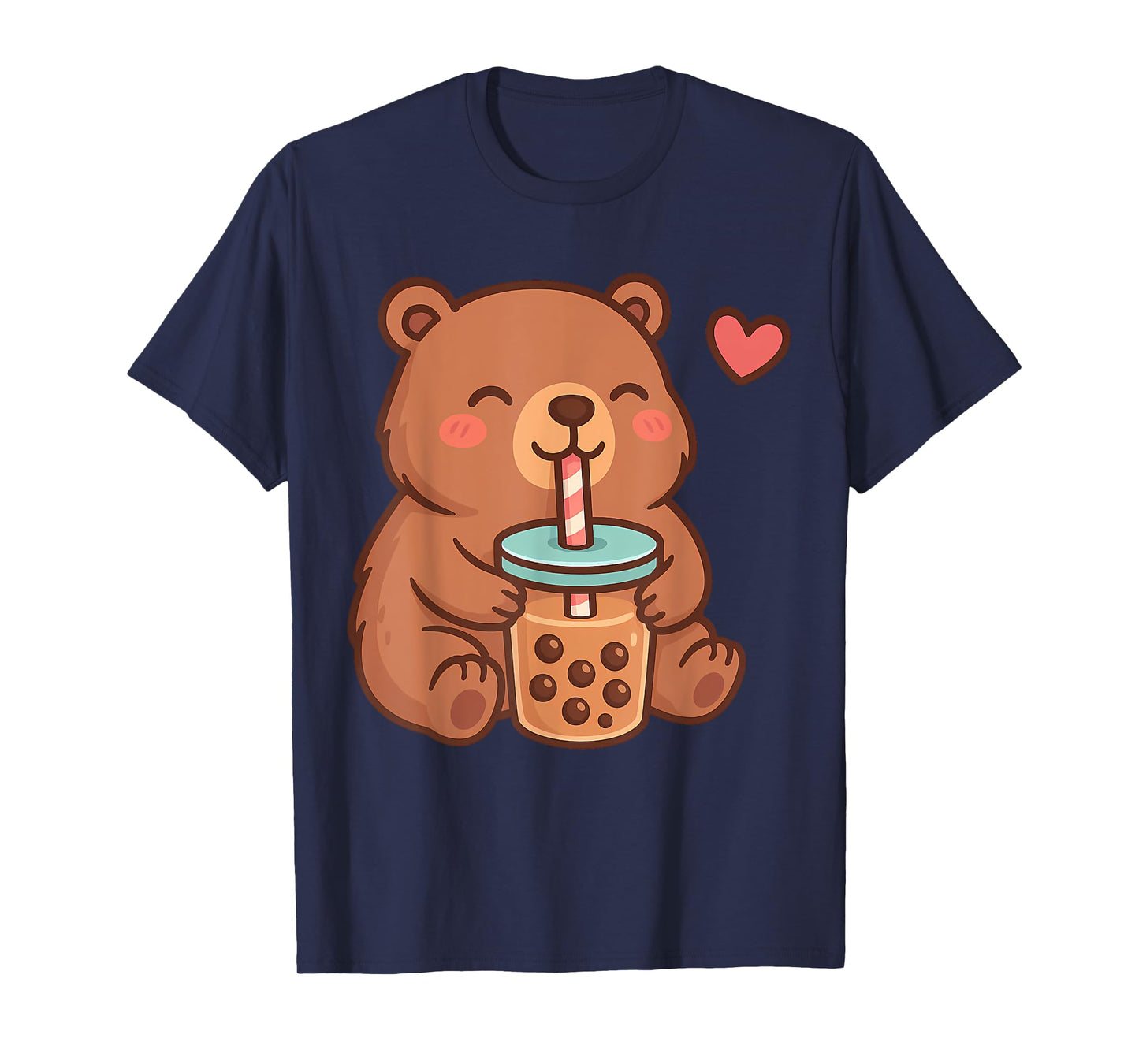 Cute Bear Kawaii Anime Drinking Bubble Tea Lover Girls T-Shirt