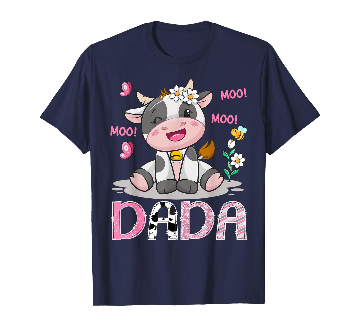 Dada Pink Farm Cute Cow Moo Moo Birthday Girl Matching T-Shirt