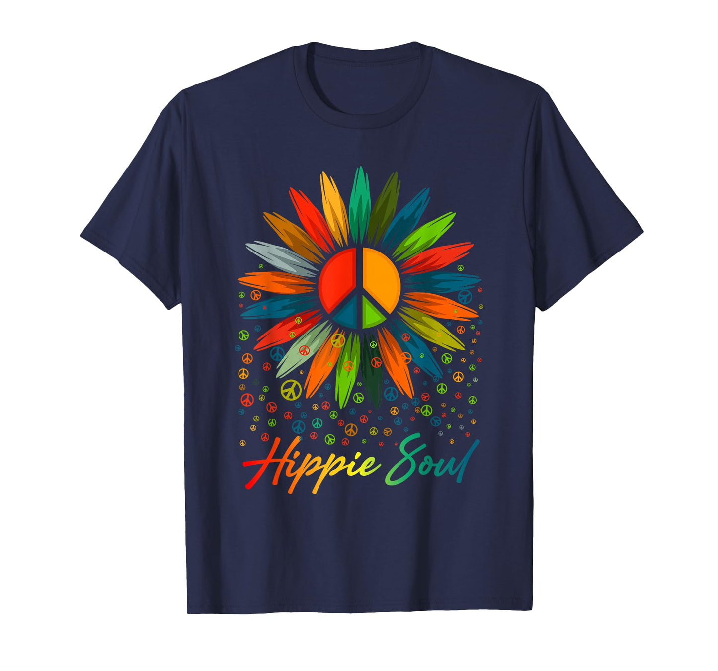 Hippie Soul Funny Peace Sign Daisy Flower Hippies Art Lovers T-Shirt