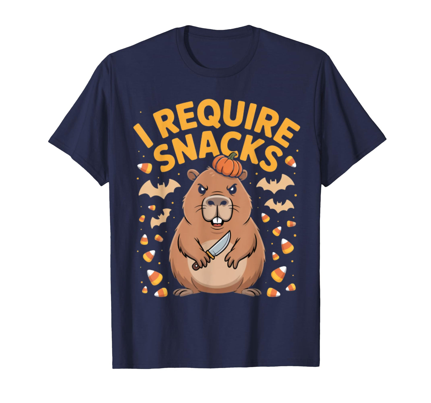 I Require Spooky Snacks Angry Capybara Halloween T-Shirt