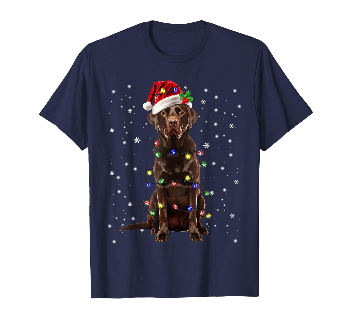 Chocolate Lab Labrador Christmas Funny Gifts Unisex-Adults, Unisex-Kids Black Small Modern Cartoon Graphic T-Shirt