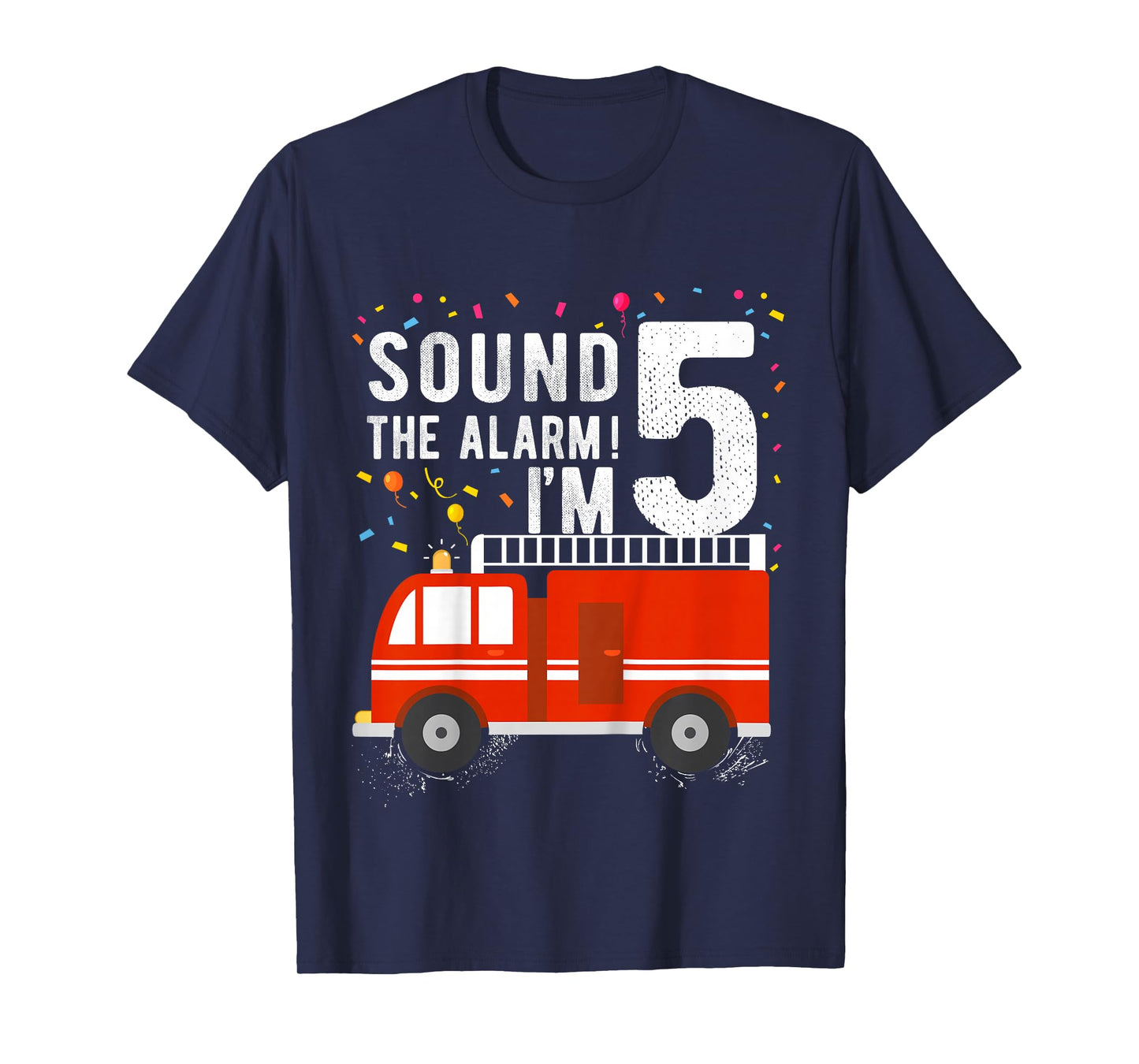 Fire Truck 5th Birthday Boy 5 Year Old Firefighter T-Shirt