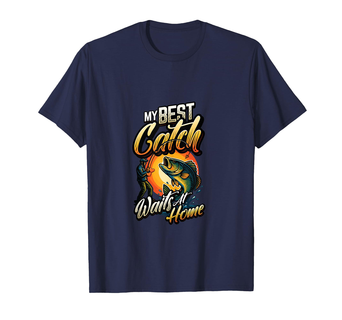My Best Catch Waits at Home Funny Husband Fishing Tank Top