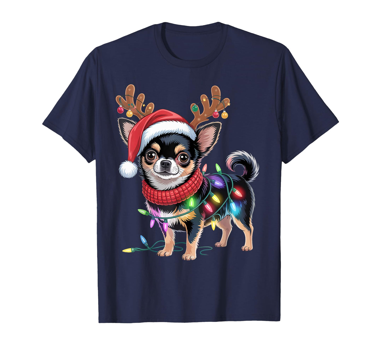 Funny Chihuahua Dog Mom Christmas Lights Pet Owner Xmas T-Shirt