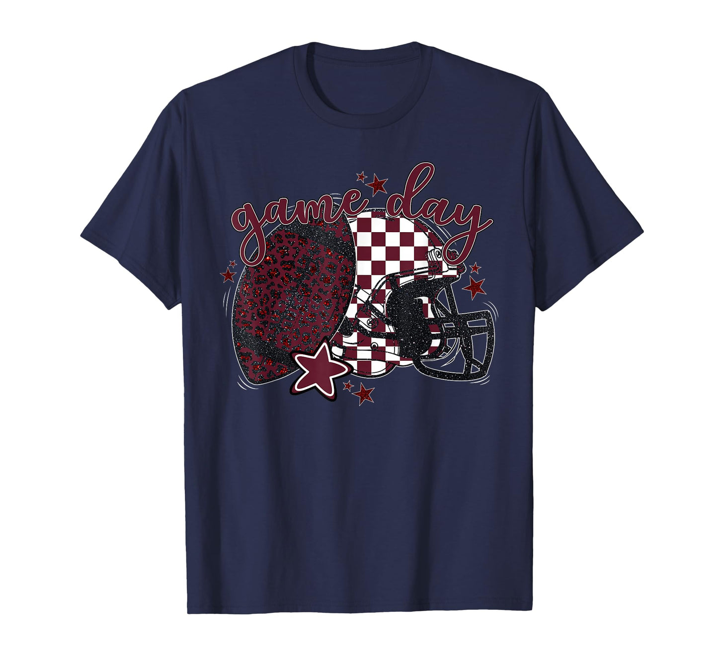 Maroon Leopard Game Day Football Touchdown Season Men Boys T-Shirt