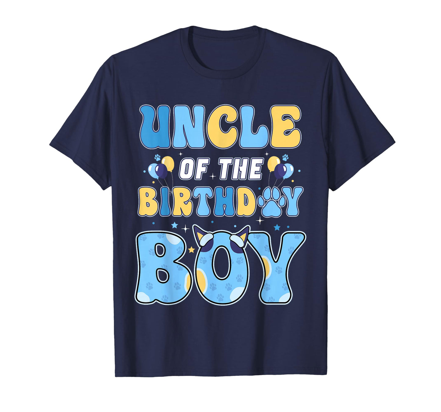 Uncle of The Birthday Boy Family Blue Dog Fun Birthday Party T-Shirt