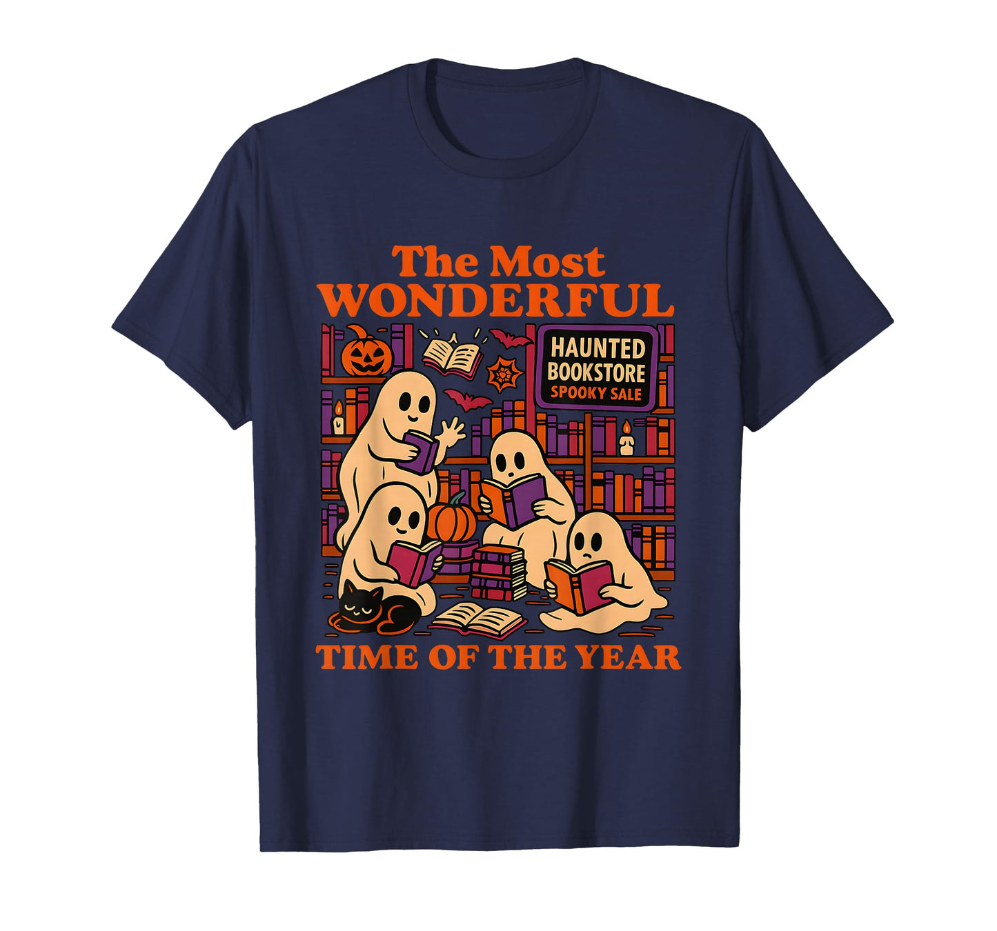 Colorful Ghost Book Club Haunted Bookstore Halloween T-Shirt