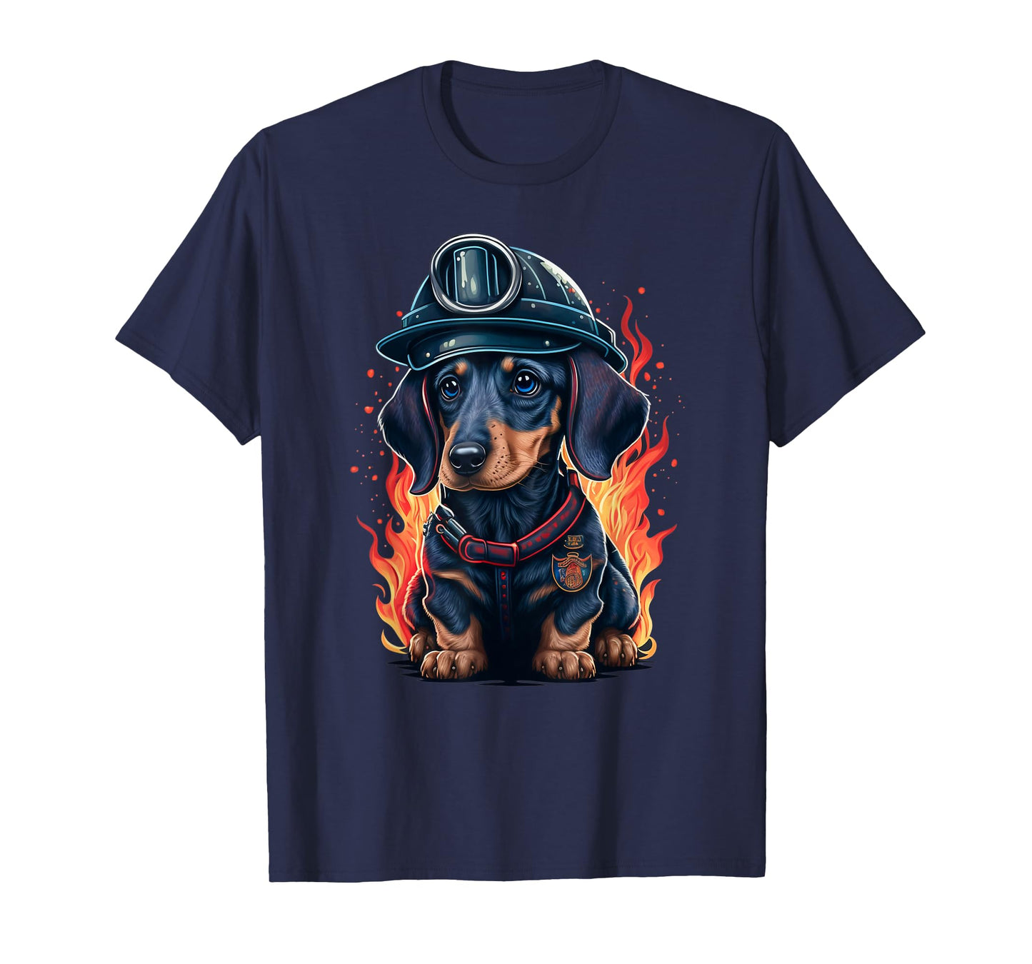Dachshund Fireman on Firefighter Dachshund T-Shirt