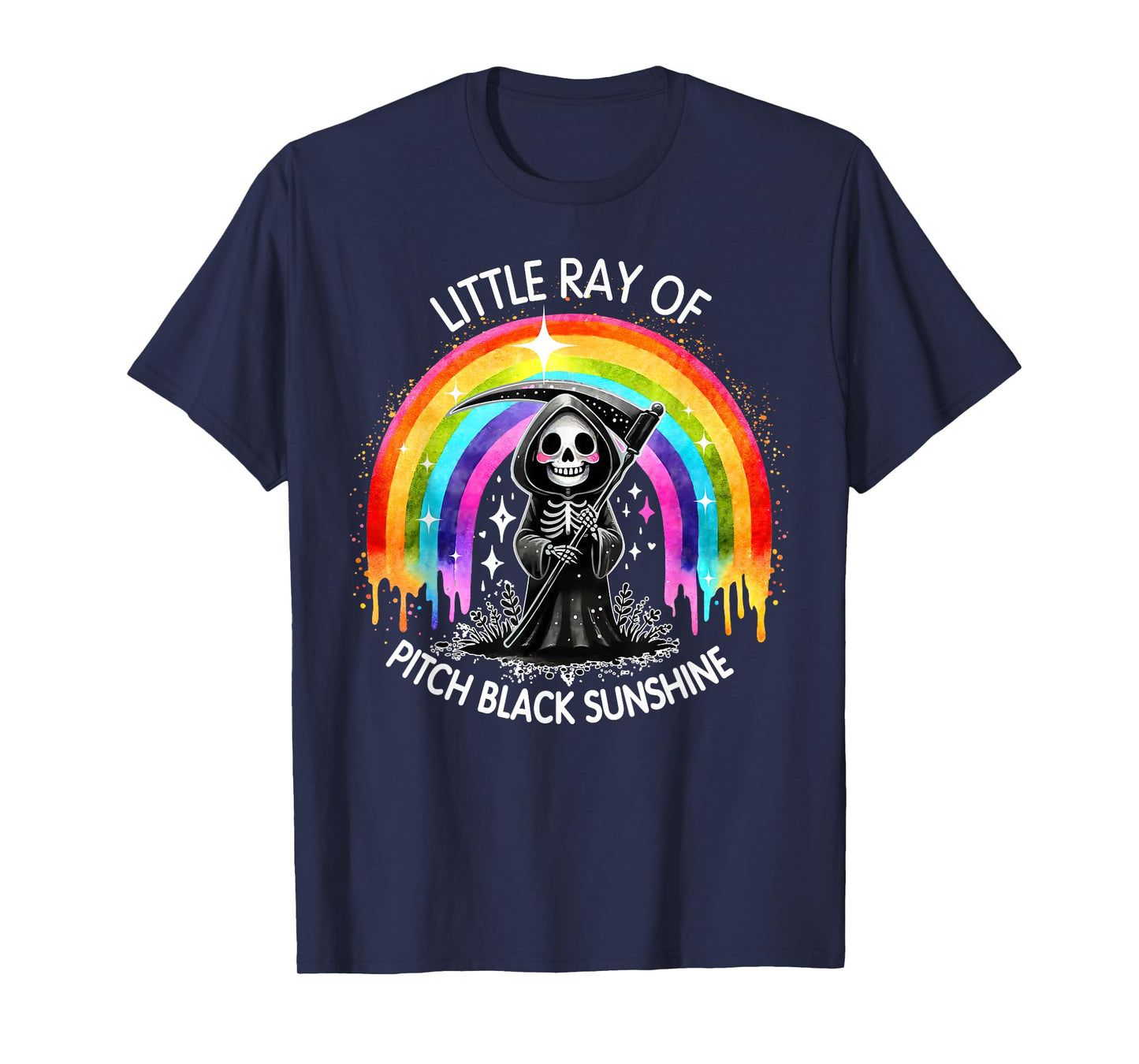 Little Ray Of Pitch Black Sunshine Death Rainbow Halloween Men Women Kids T-Shirt